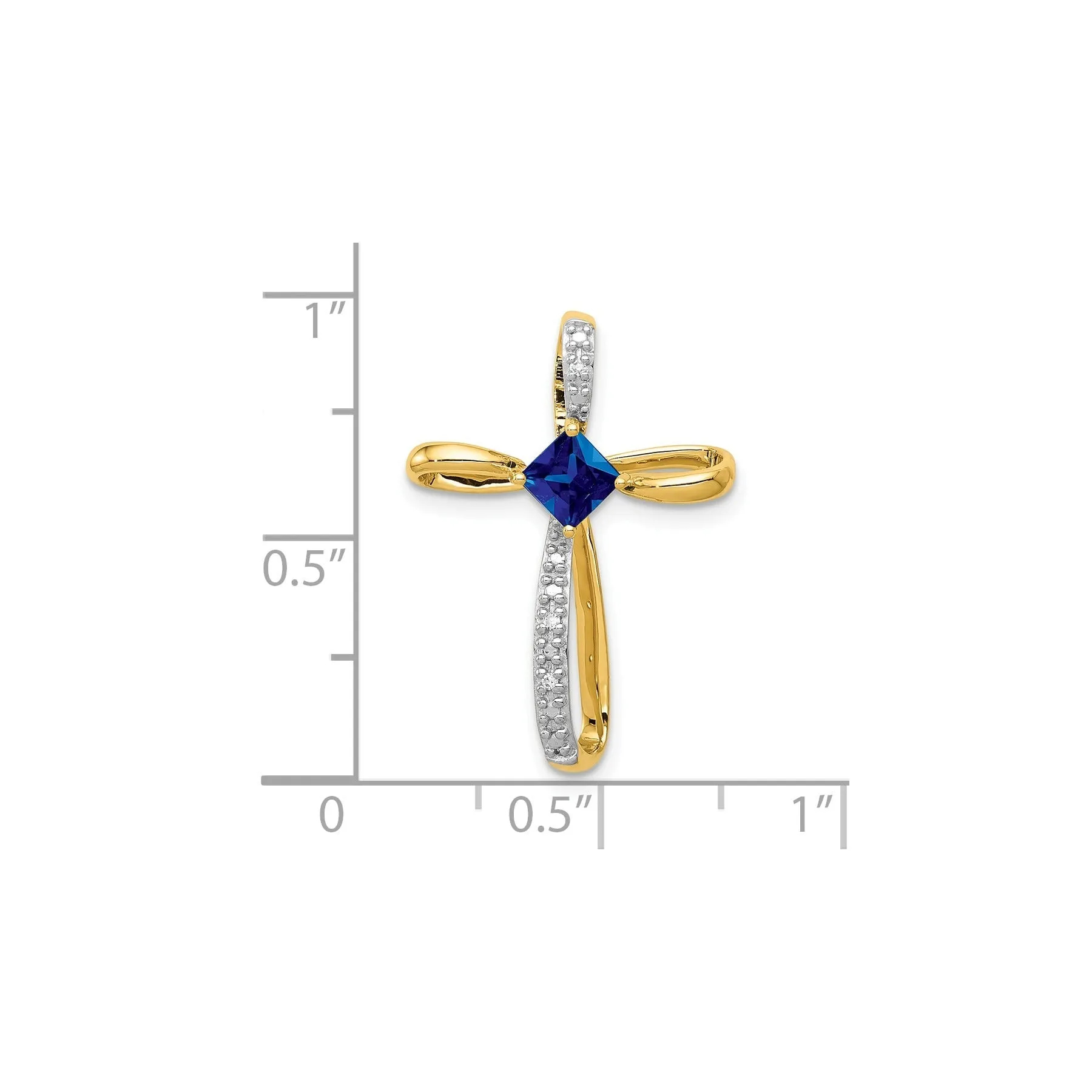 Lab Created Sapphire and Diamond Cross Pendant Gold sold by Zulily product image thumbnail 4