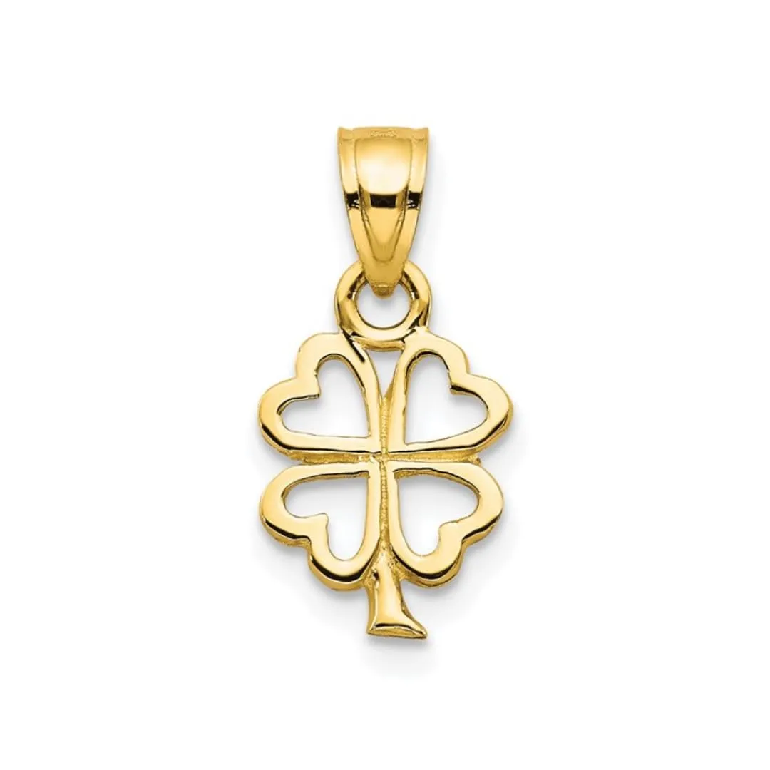 Four Leaf Clover Charm 10K Yellow Gold Pendant sold by Zulily