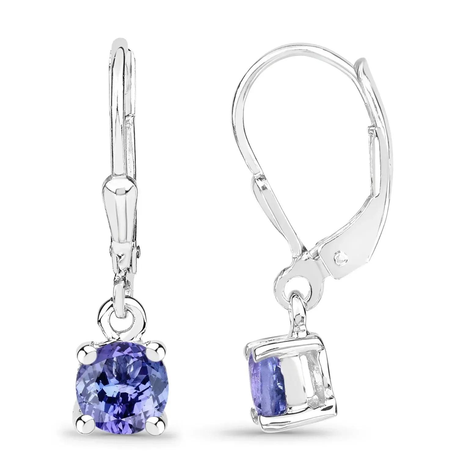 0.94 Ct Round Violet Tanzanite Prong Silver Leverback Dangle Earrings sold by Zulily product image thumbnail 2
