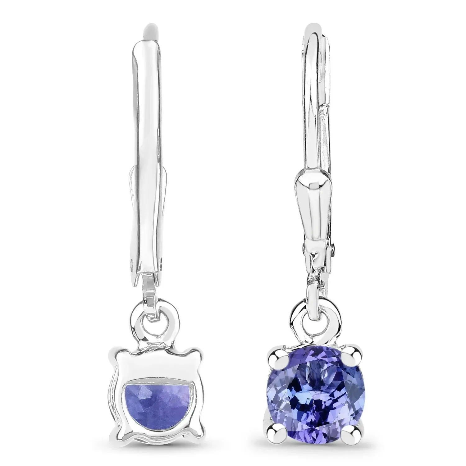 0.94 Ct Round Violet Tanzanite Prong Silver Leverback Dangle Earrings sold by Zulily product image thumbnail 3