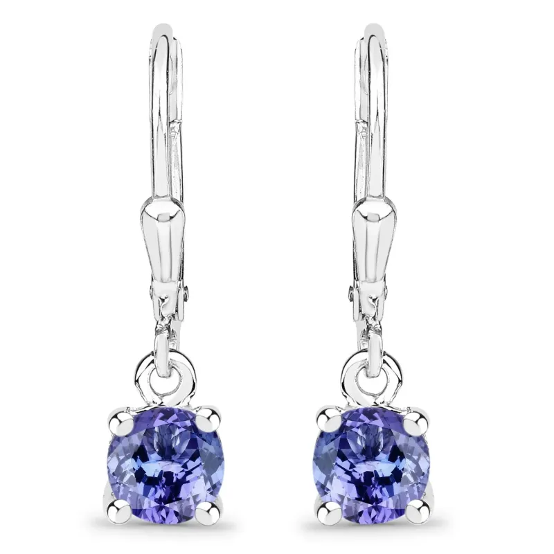0.94 Ct Round Violet Tanzanite Prong Silver Leverback Dangle Earrings made by Zulily