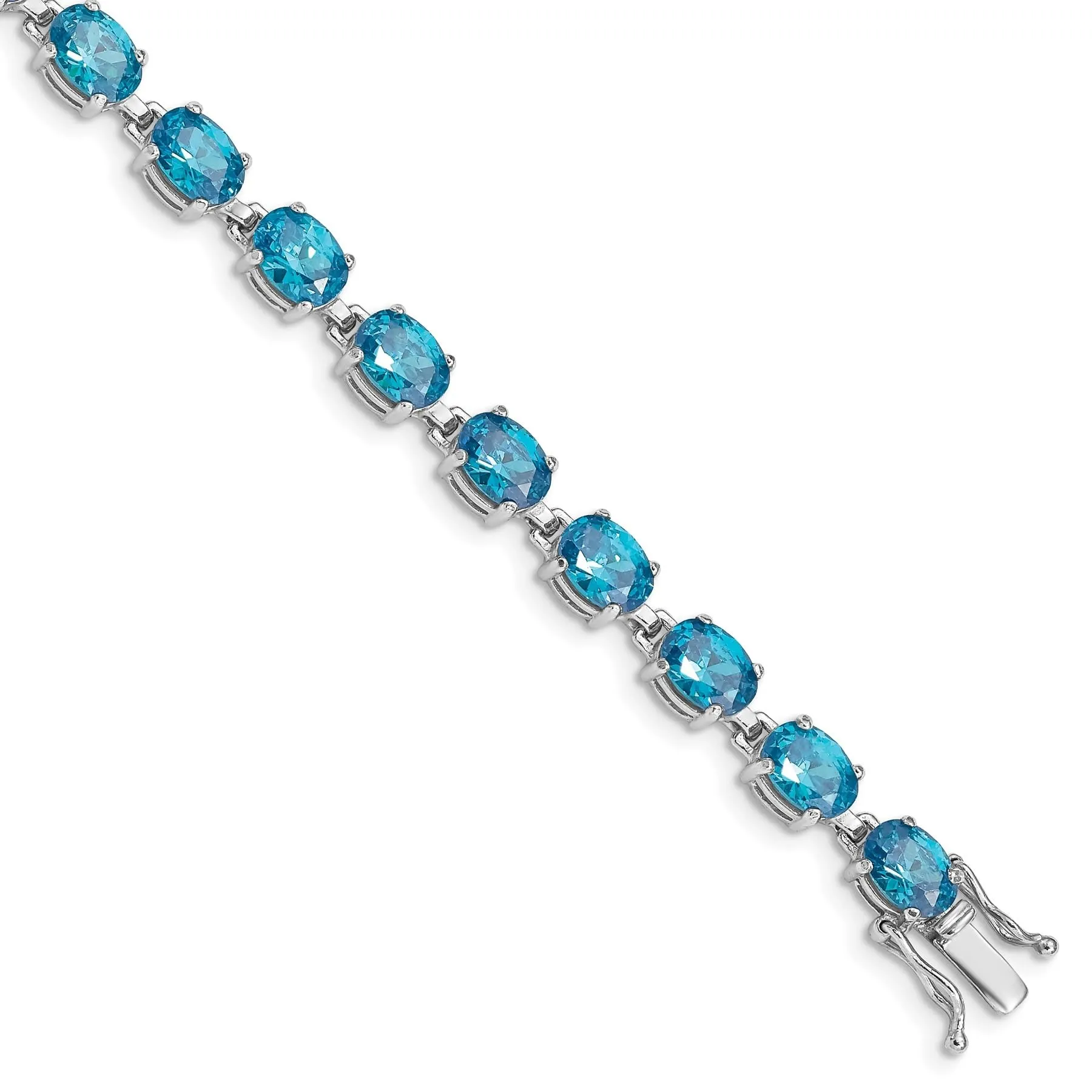4.75 Ct Oval Swiss Blue Topaz Prong Sterling Silver Tennis Bracelet sold by Zulily product image thumbnail 5