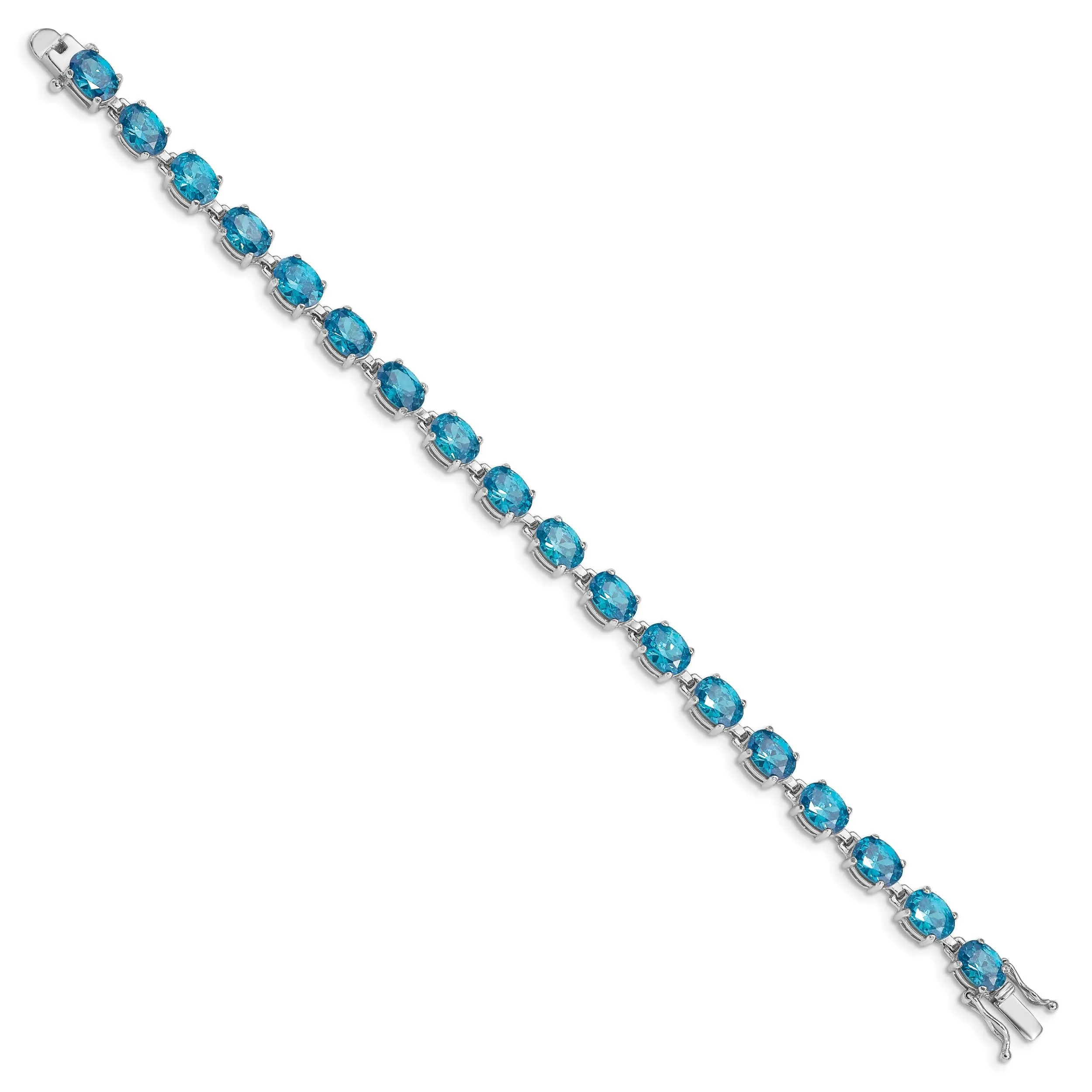 4.75 Ct Oval Swiss Blue Topaz Prong Sterling Silver Tennis Bracelet sold by Zulily product image thumbnail 2