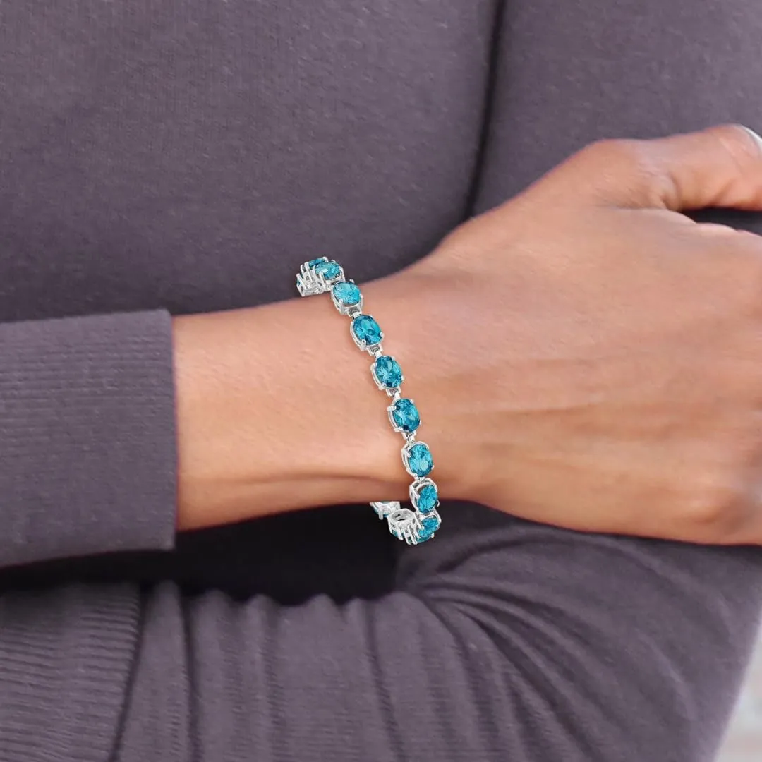 4.75 Ct Oval Swiss Blue Topaz Prong Sterling Silver Tennis Bracelet sold by Zulily product image thumbnail 4