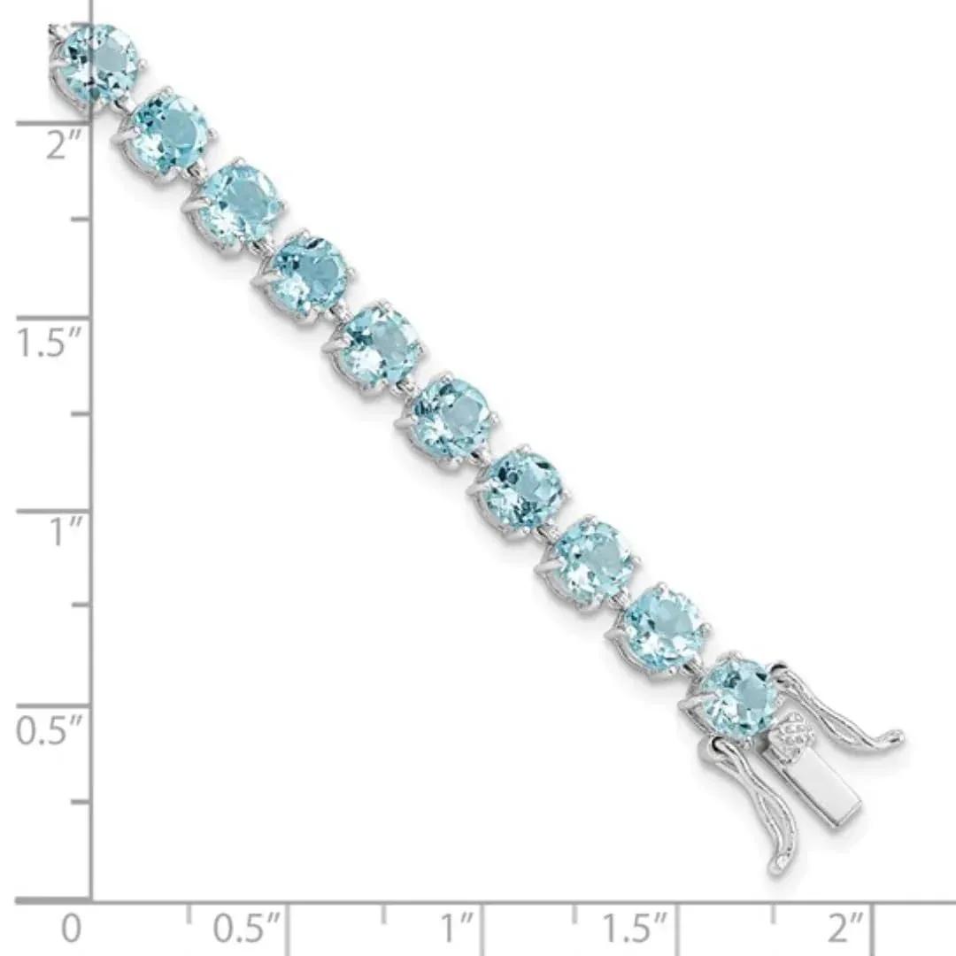 Round Swiss Blue Topaz Prong Sterling Silver Tennis Bracelet sold by Zulily product image thumbnail 4