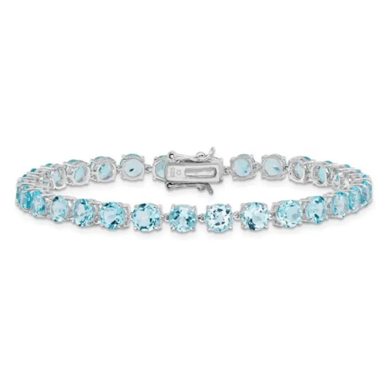 Round Swiss Blue Topaz Prong Sterling Silver Tennis Bracelet made by Zulily
