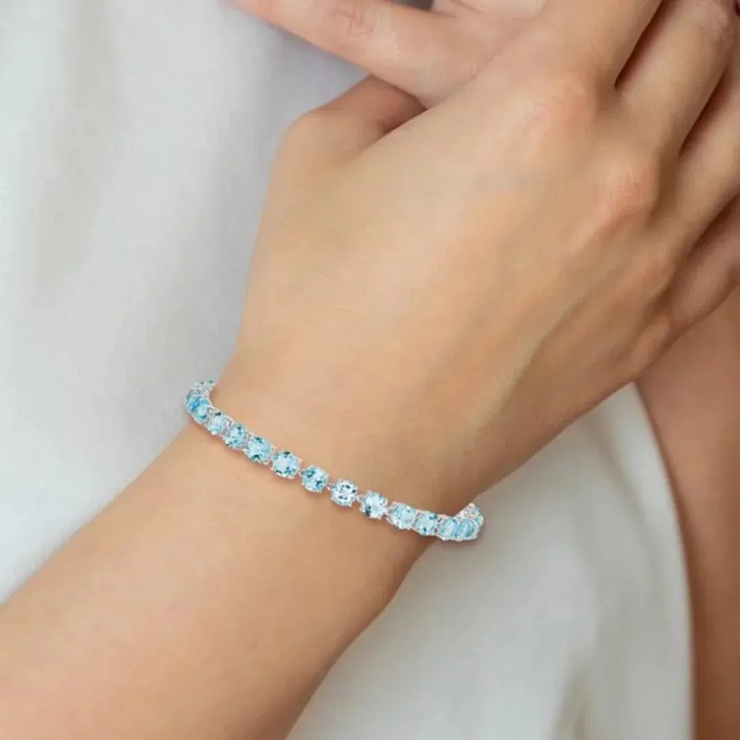 Round Swiss Blue Topaz Prong Sterling Silver Tennis Bracelet sold by Zulily product image thumbnail 5