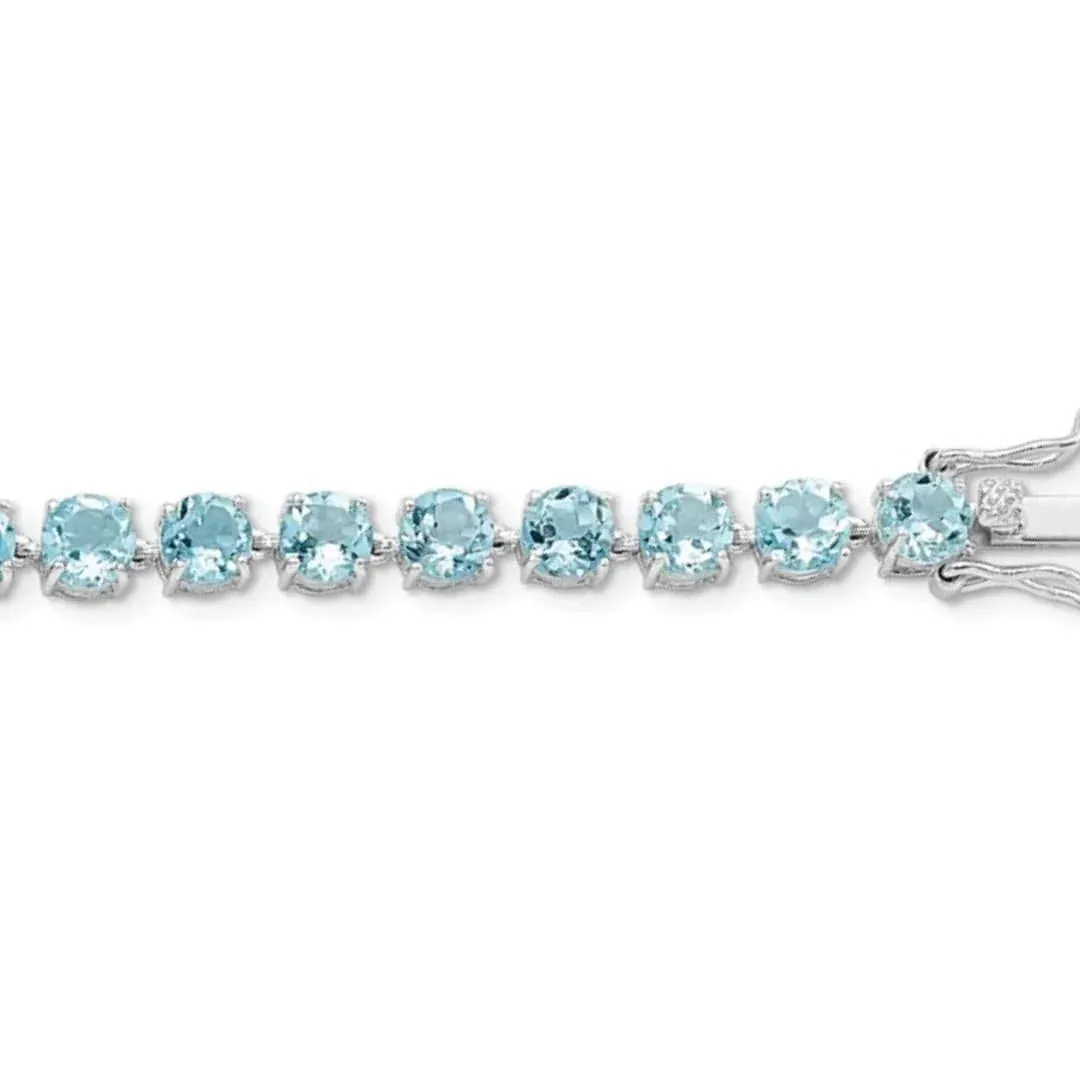 Round Swiss Blue Topaz Prong Sterling Silver Tennis Bracelet sold by Zulily product image thumbnail 2