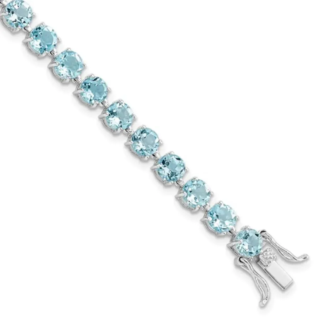 Round Swiss Blue Topaz Prong Sterling Silver Tennis Bracelet sold by Zulily product image thumbnail 3