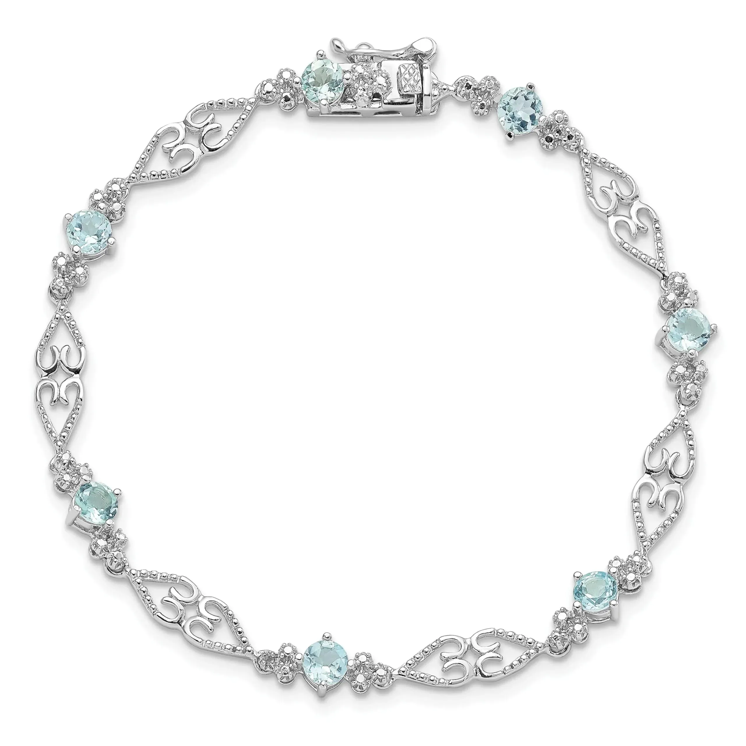 Genuine Sterling Silver Aquamarine Diamond Bracelet sold by Zulily product image thumbnail 4