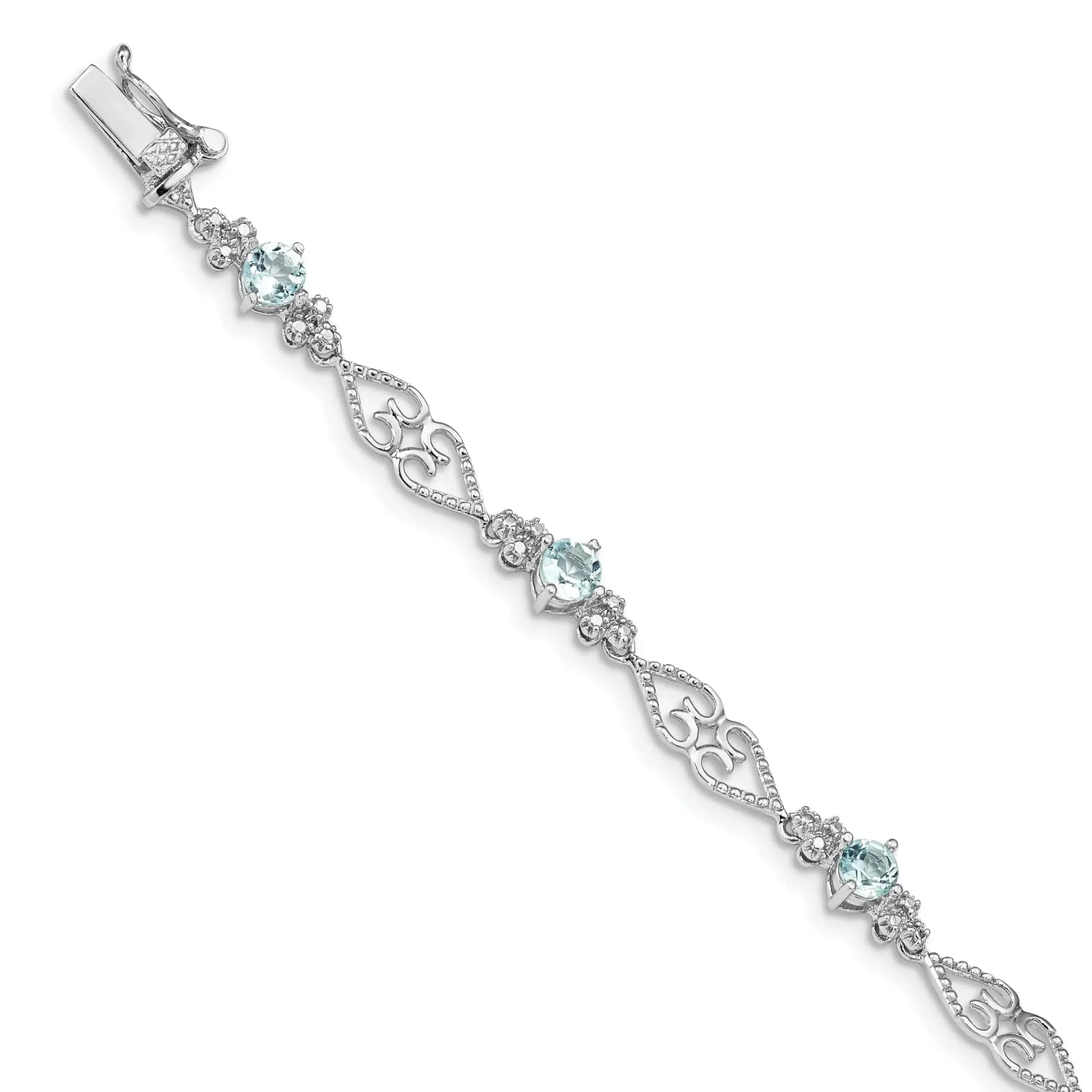 Genuine Sterling Silver Aquamarine Diamond Bracelet sold by Zulily
