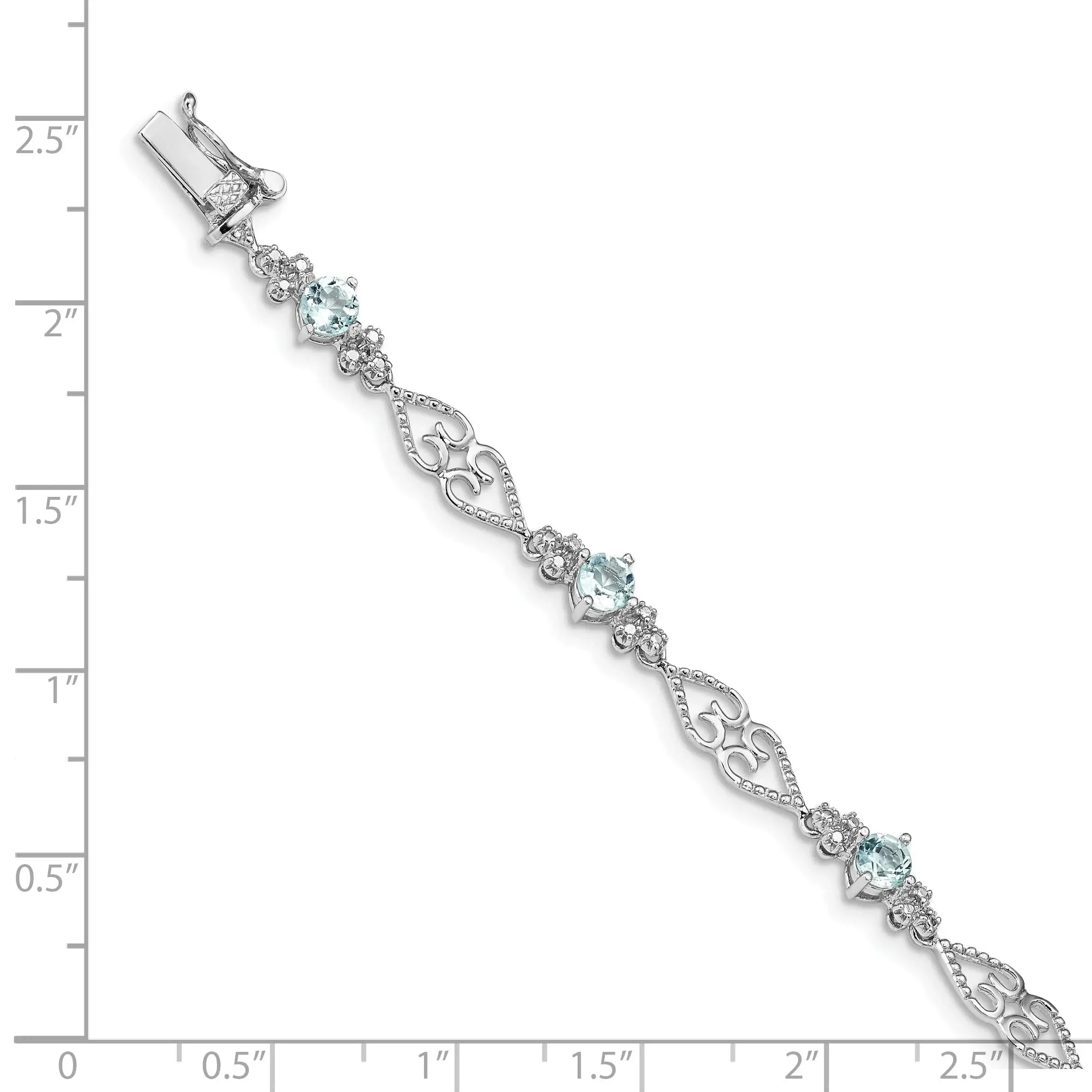 Genuine Sterling Silver Aquamarine Diamond Bracelet sold by Zulily product image thumbnail 5