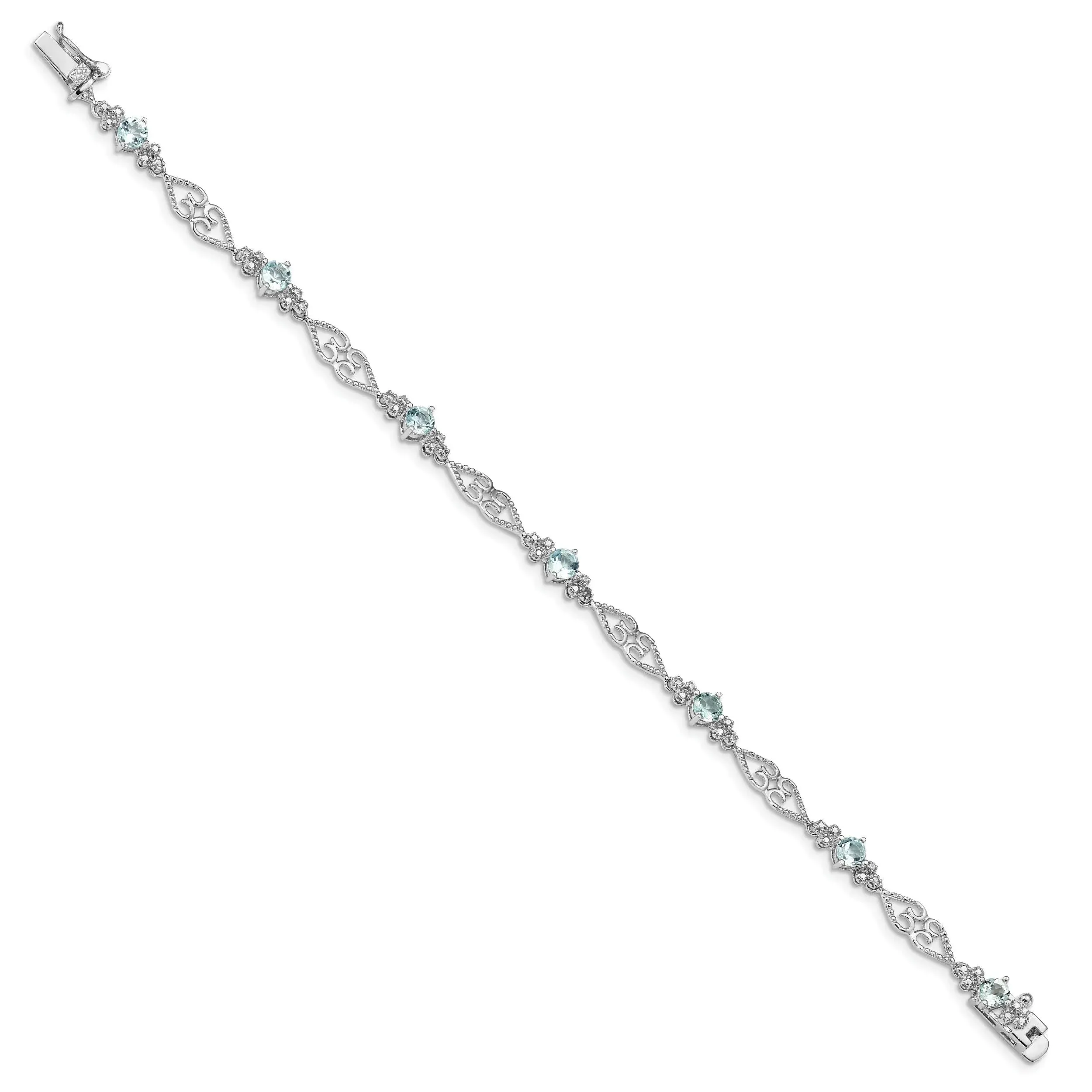 Genuine Sterling Silver Aquamarine Diamond Bracelet sold by Zulily product image thumbnail 3