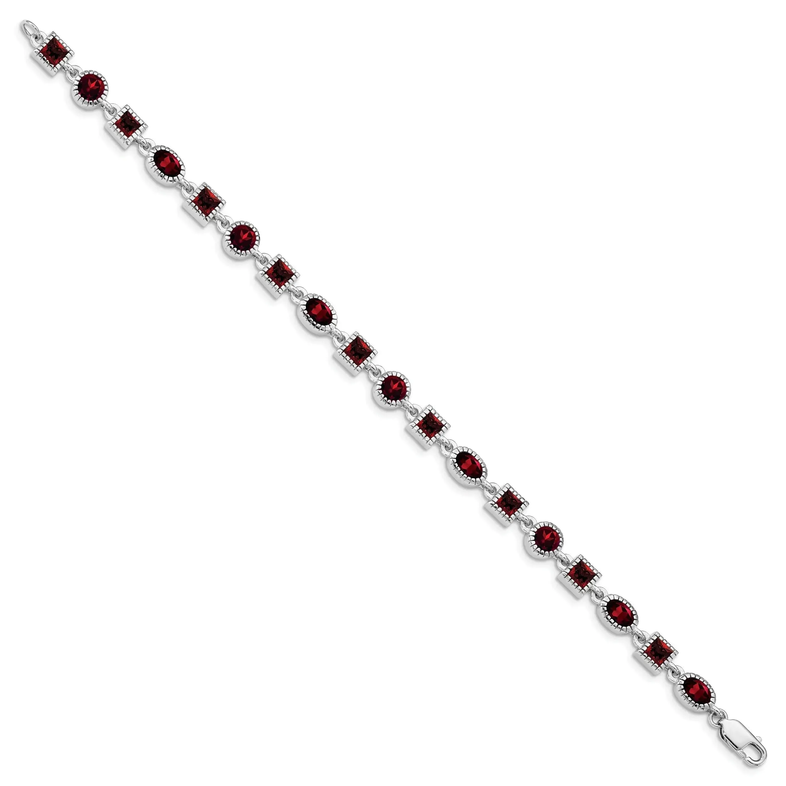 Genuine Red Garnet Sterling Silver Link Bracelets sold by Zulily product image thumbnail 2