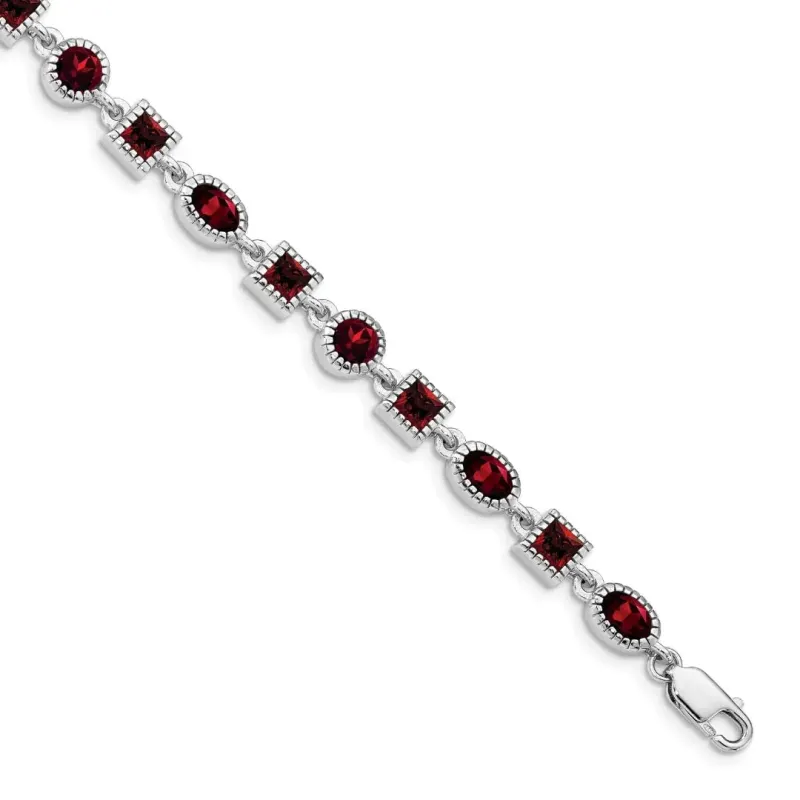 Genuine Red Garnet Sterling Silver Link Bracelets made by Zulily