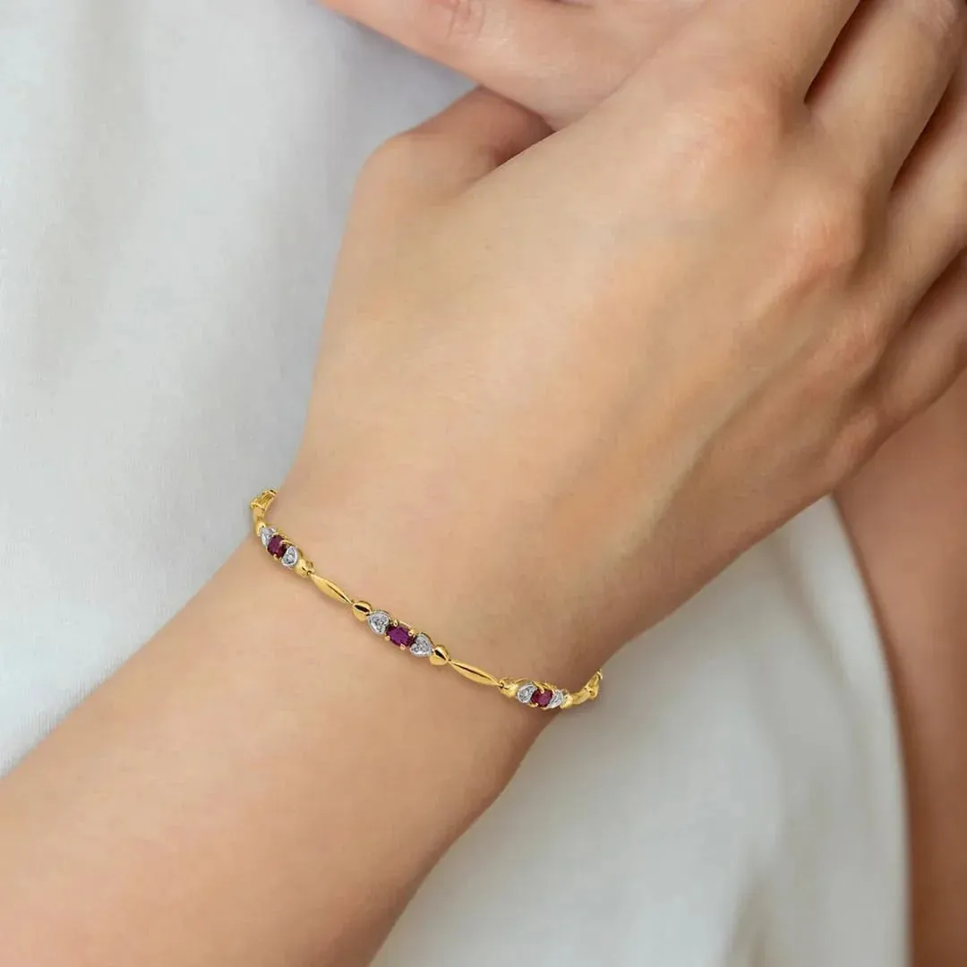 Genuine Ruby 14K Gold Bracelet Heart sold by Zulily product image thumbnail 5