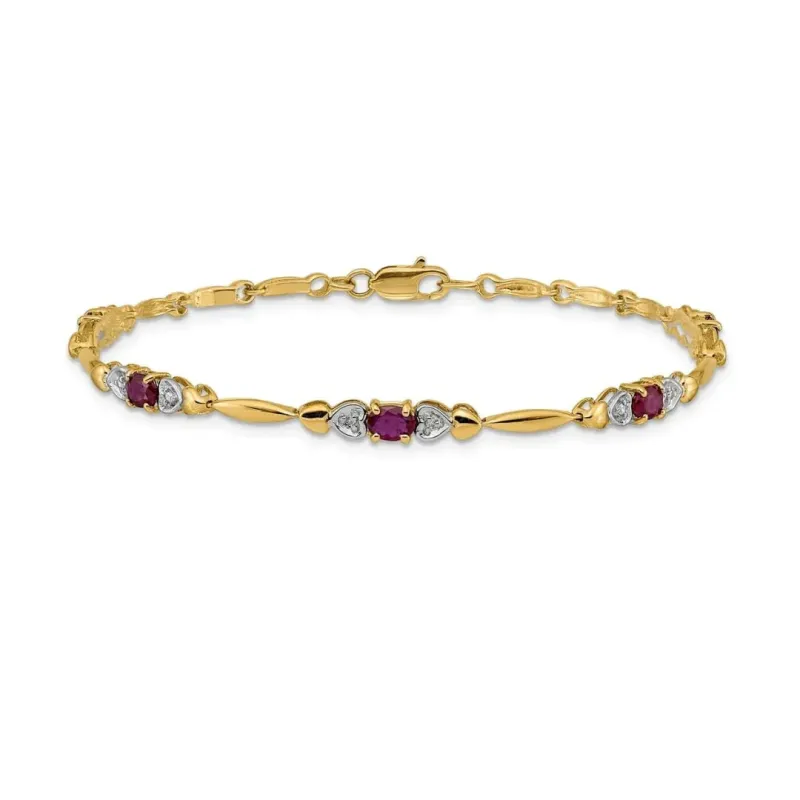 Genuine Ruby 14K Gold Bracelet Heart made by Zulily