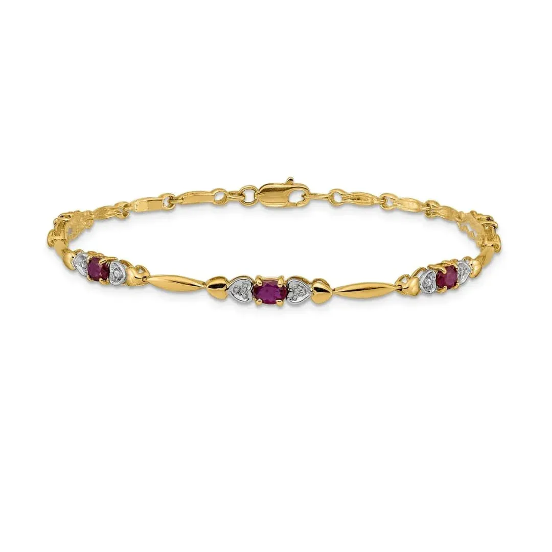 Genuine Ruby 14K Gold Bracelet Heart sold by Zulily