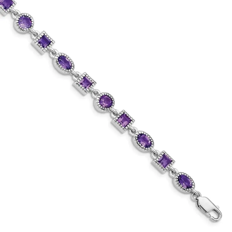 Natural Amethyst Silver Link Bracelet made by Zulily