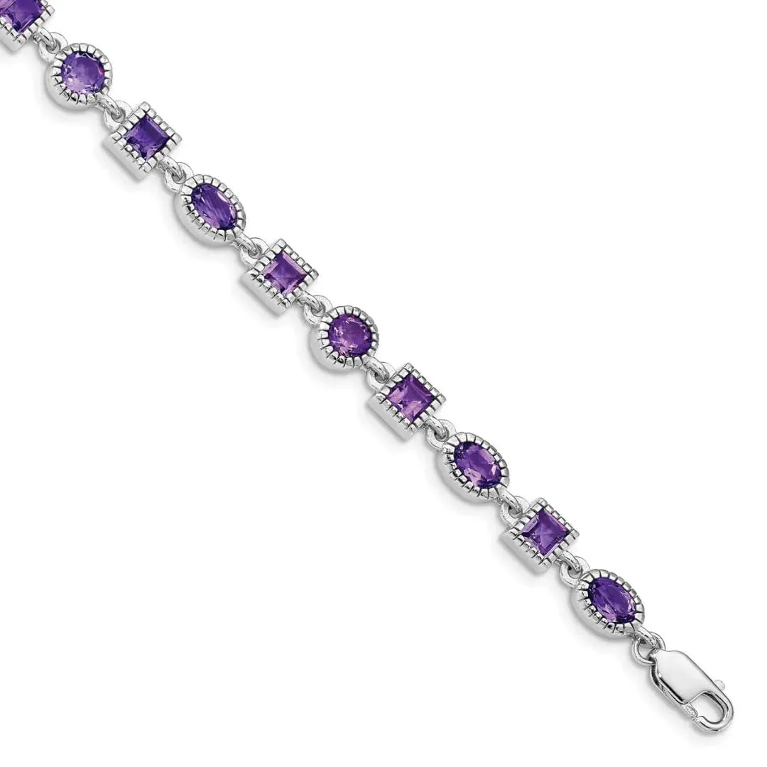 Natural Amethyst Silver Link Bracelet sold by Zulily