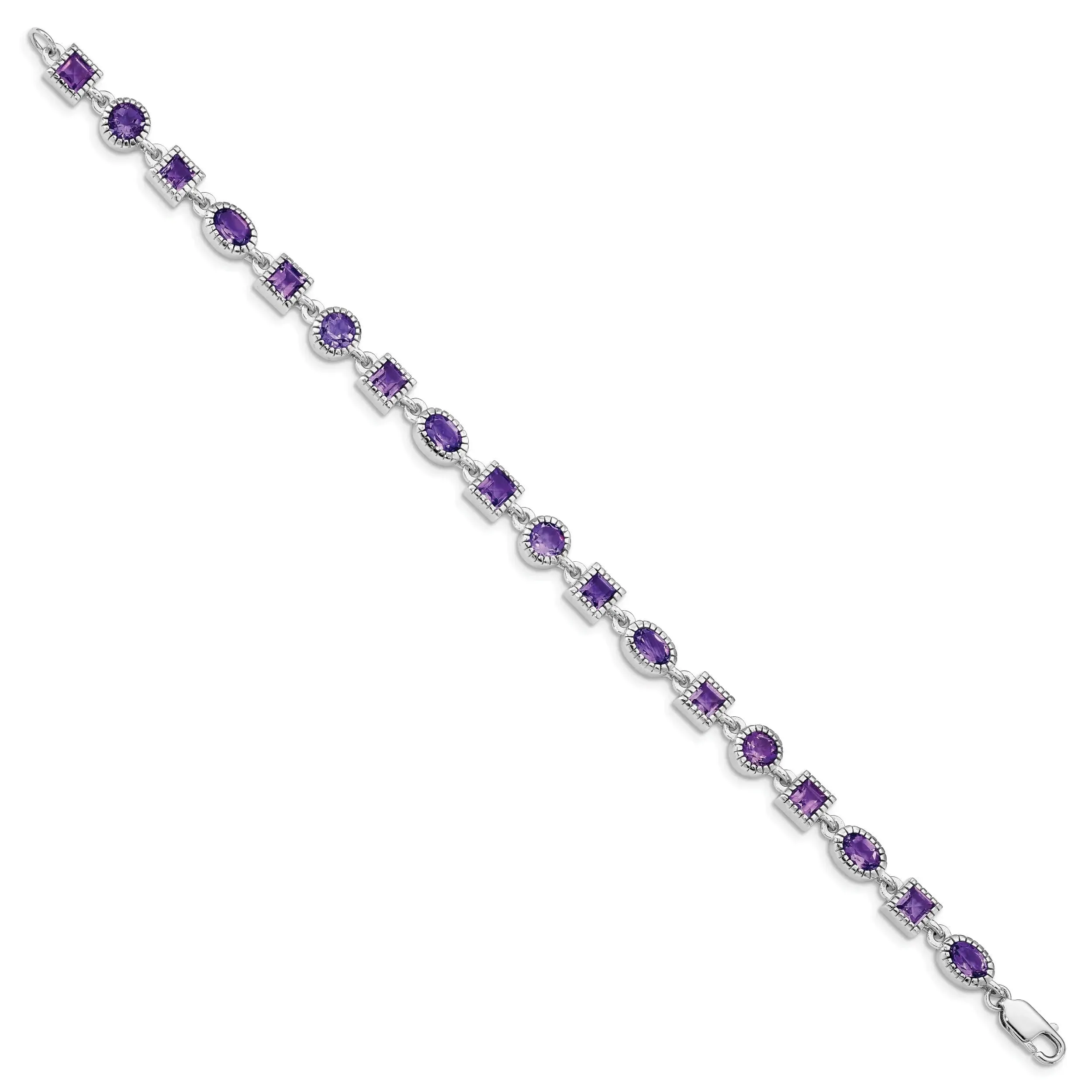 Natural Amethyst Silver Link Bracelet sold by Zulily product image thumbnail 2