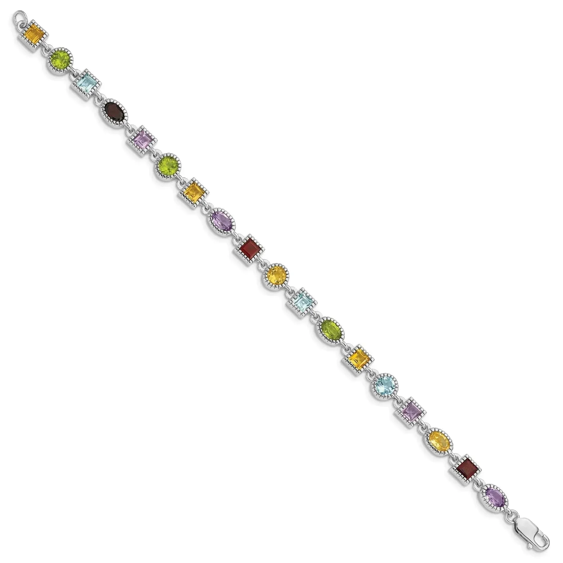 Natural Multi Stone Sterling Silver Birthstone Bracelet sold by Zulily product image thumbnail 3