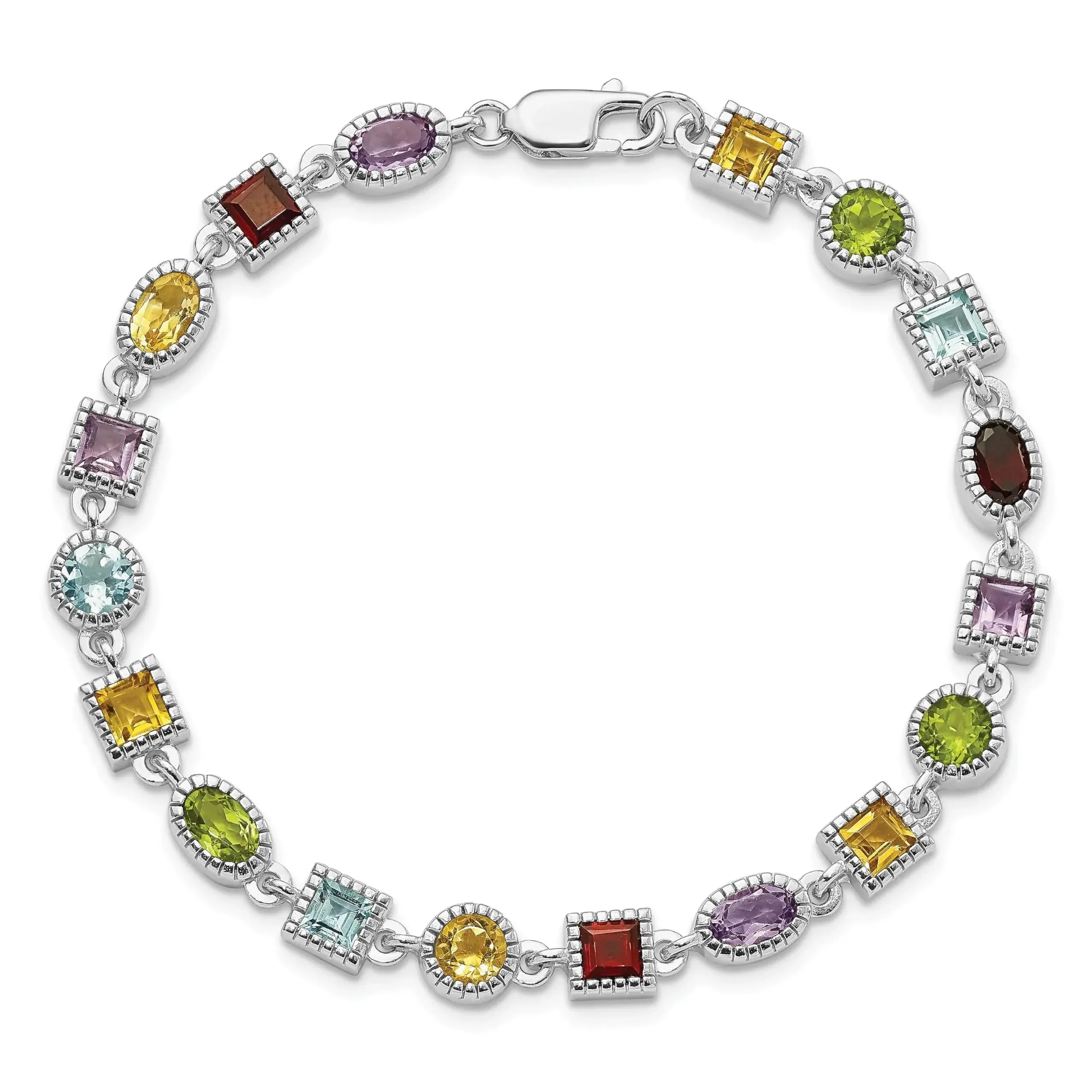 Natural Multi Stone Sterling Silver Birthstone Bracelet sold by Zulily product image thumbnail 4