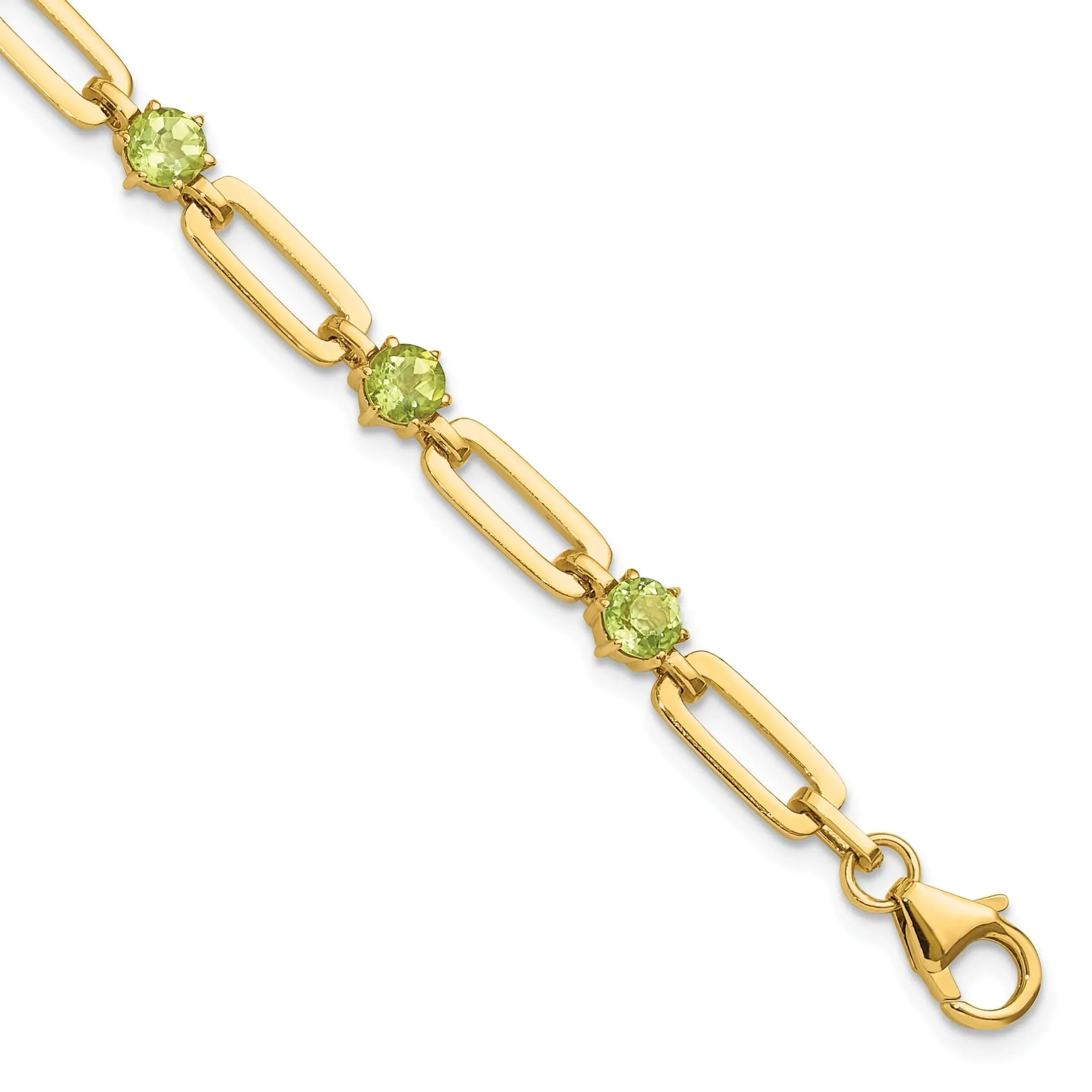 Genuine Green Peridot Paper Clip Sterling Silver Bracelet sold by Zulily product image thumbnail 2