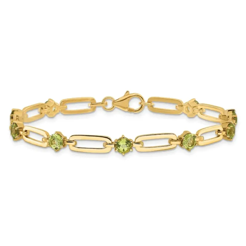 Genuine Green Peridot Paper Clip Sterling Silver Bracelet made by Zulily