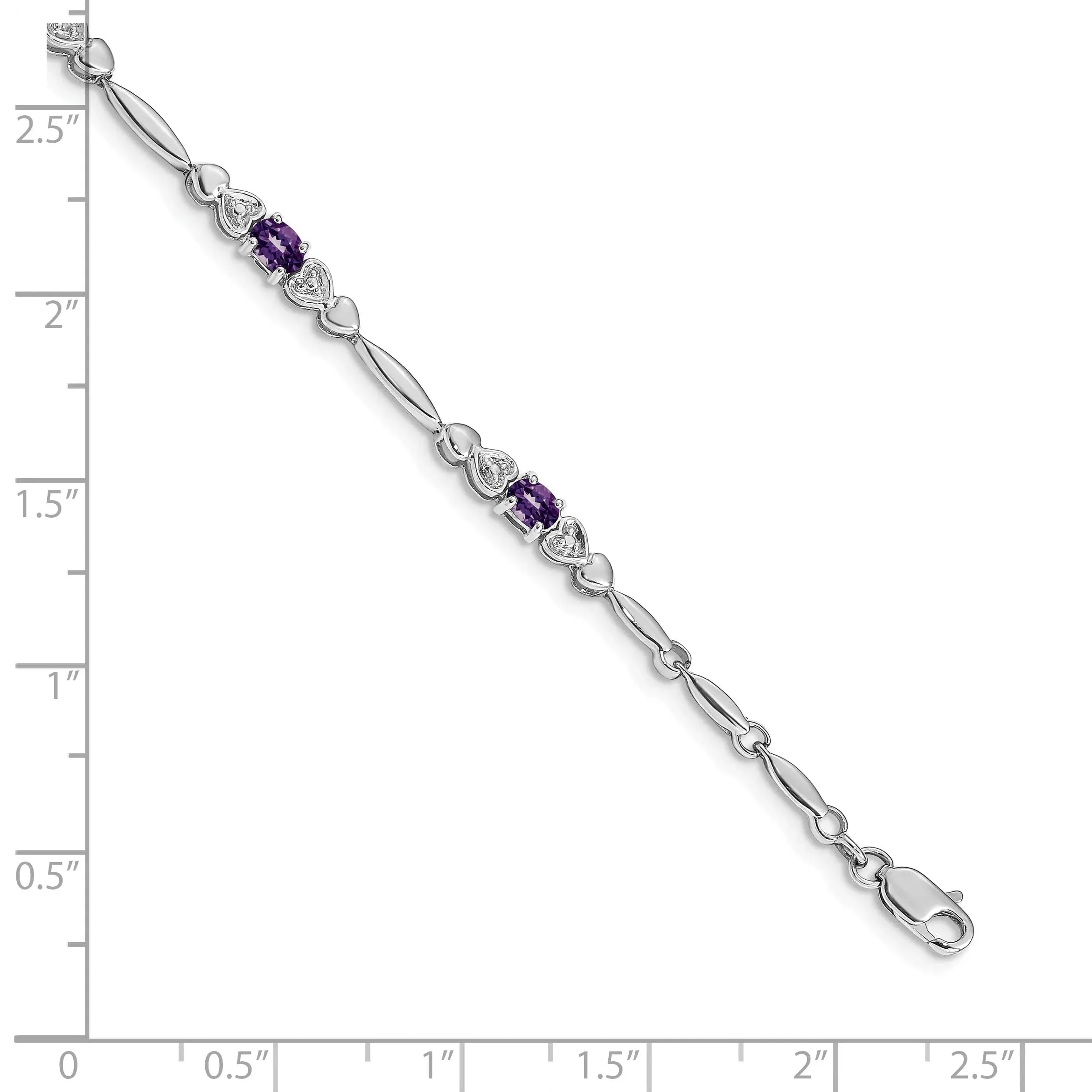 14k White Gold Unisex Oval Amethyst Heart 7 inch Bracelet sold by Zulily product image thumbnail 4