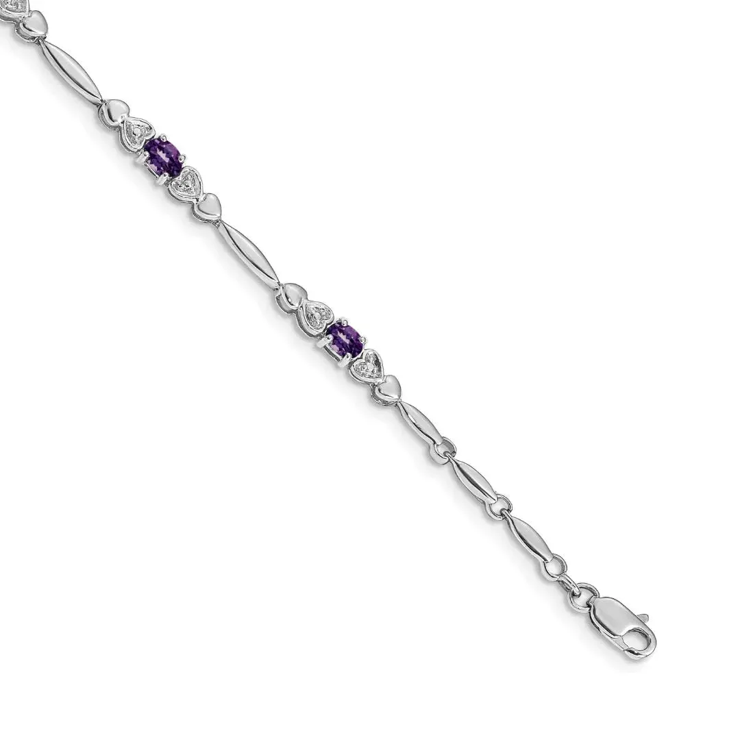14k White Gold Unisex Oval Amethyst Heart 7 inch Bracelet sold by Zulily