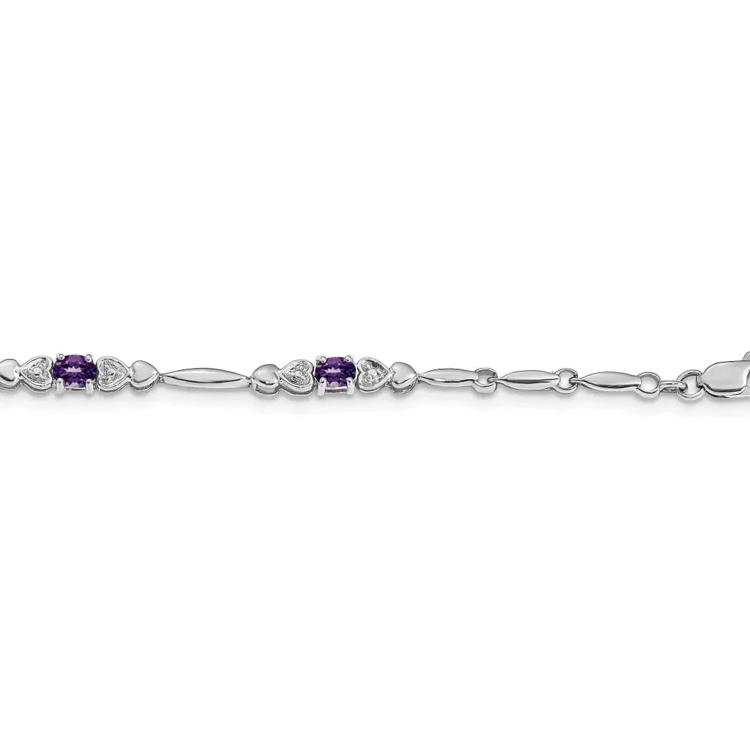 14k White Gold Unisex Oval Amethyst Heart 7 inch Bracelet sold by Zulily product image thumbnail 2