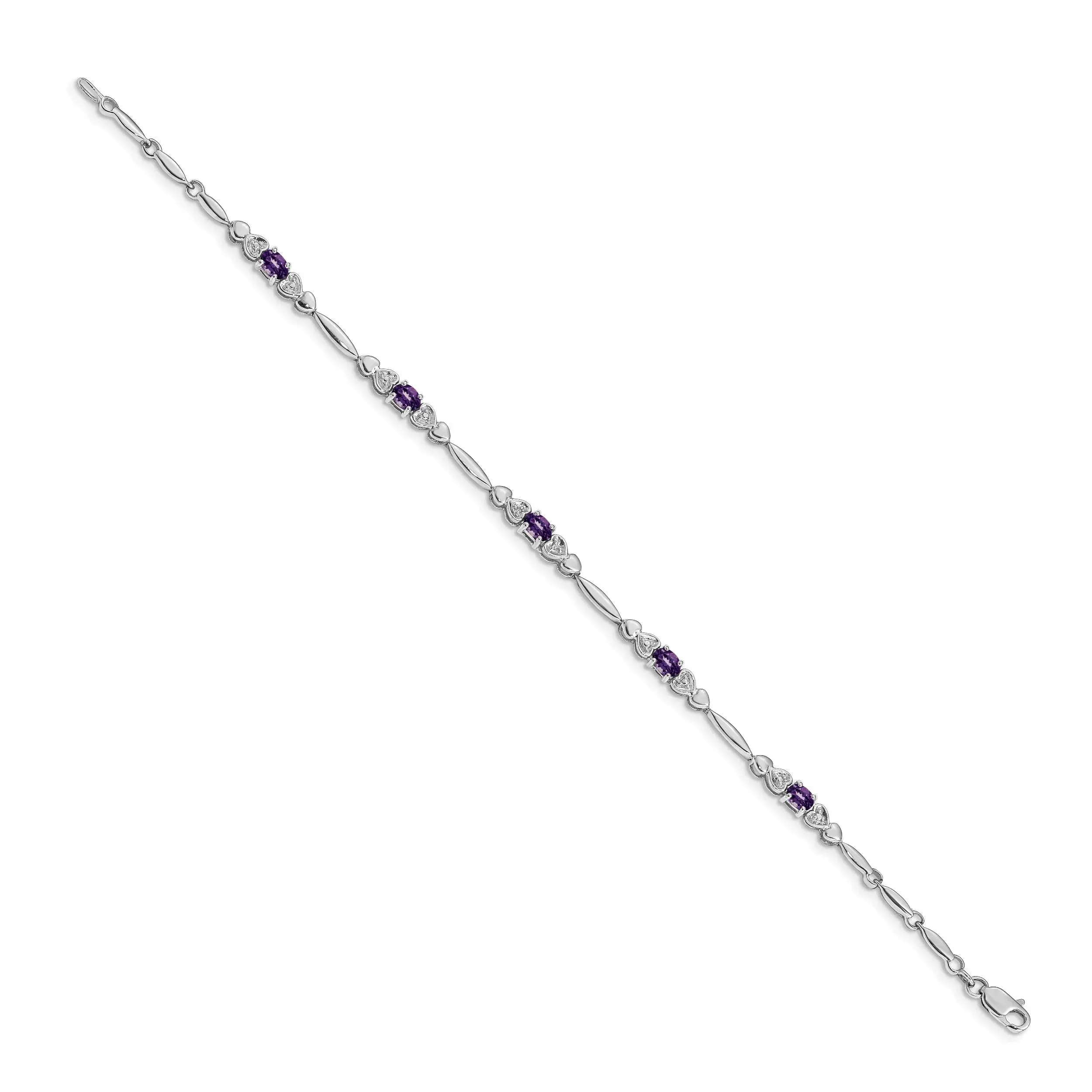 14k White Gold Unisex Oval Amethyst Heart 7 inch Bracelet sold by Zulily product image thumbnail 3