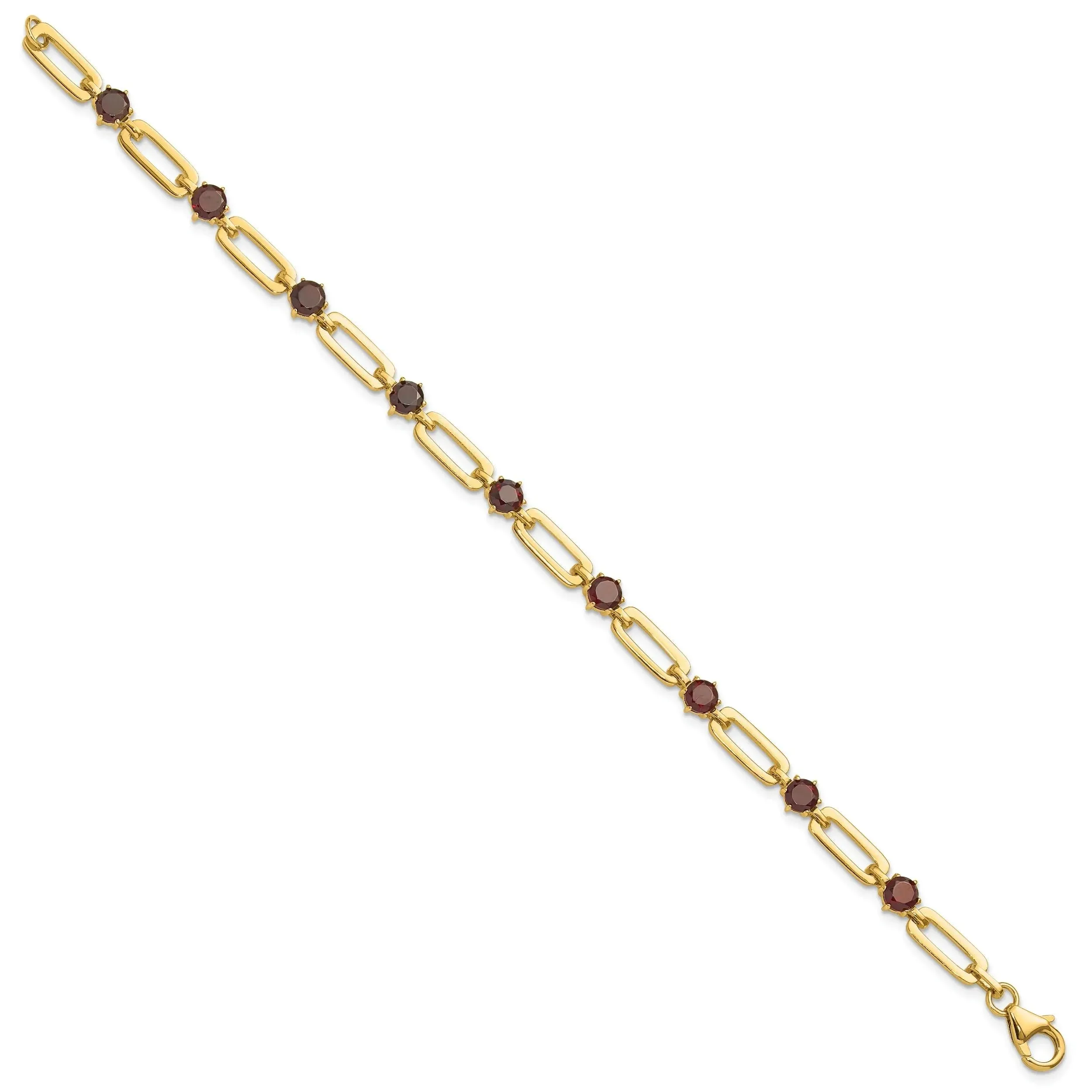 Sterling Silver and Genuine Red Garnet Paper Clip Bracelet sold by Zulily product image thumbnail 3