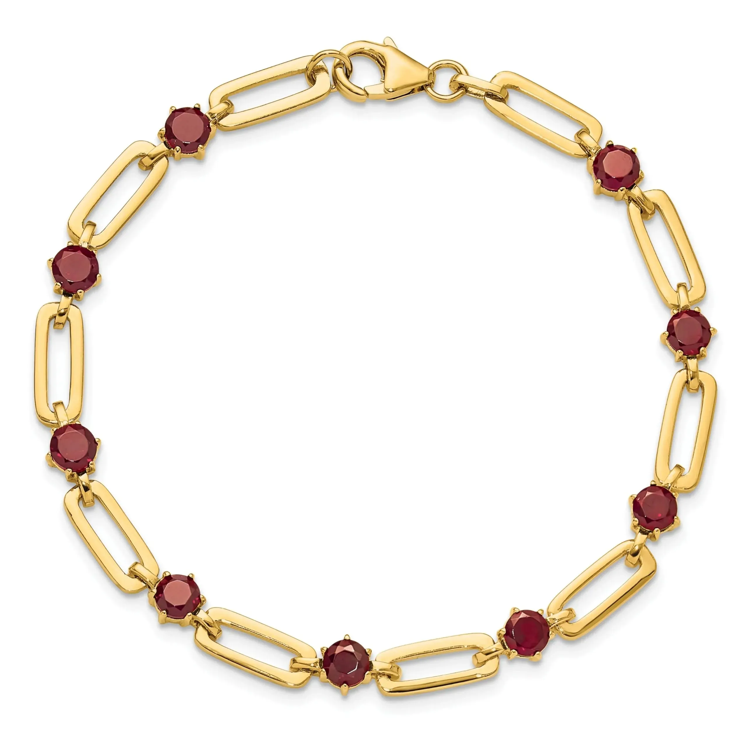 Sterling Silver and Genuine Red Garnet Paper Clip Bracelet sold by Zulily product image thumbnail 4