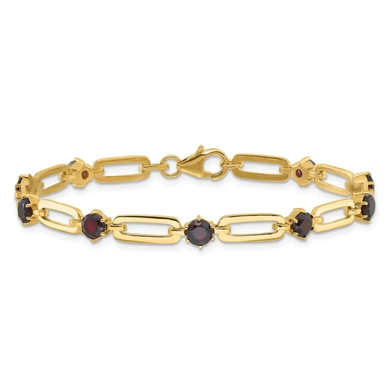 Sterling Silver and Genuine Red Garnet Paper Clip Bracelet made by Zulily