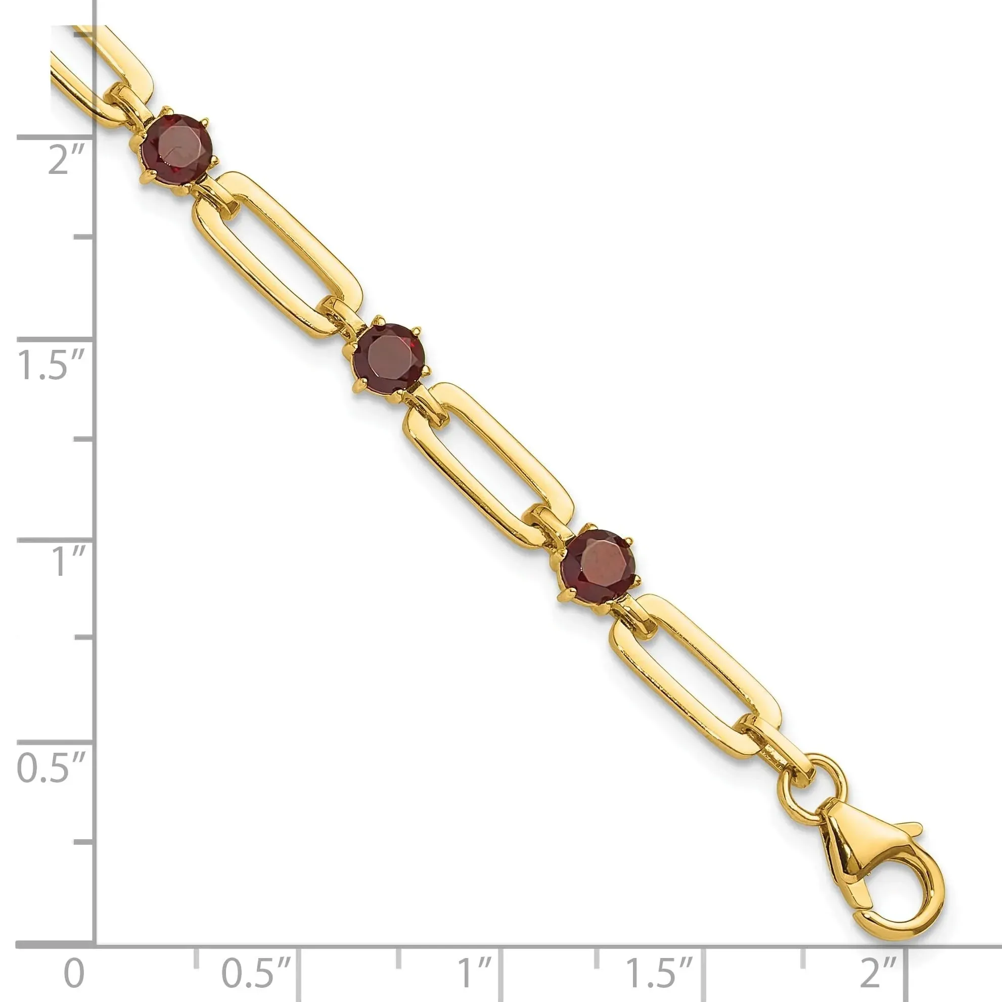 Sterling Silver and Genuine Red Garnet Paper Clip Bracelet sold by Zulily product image thumbnail 5