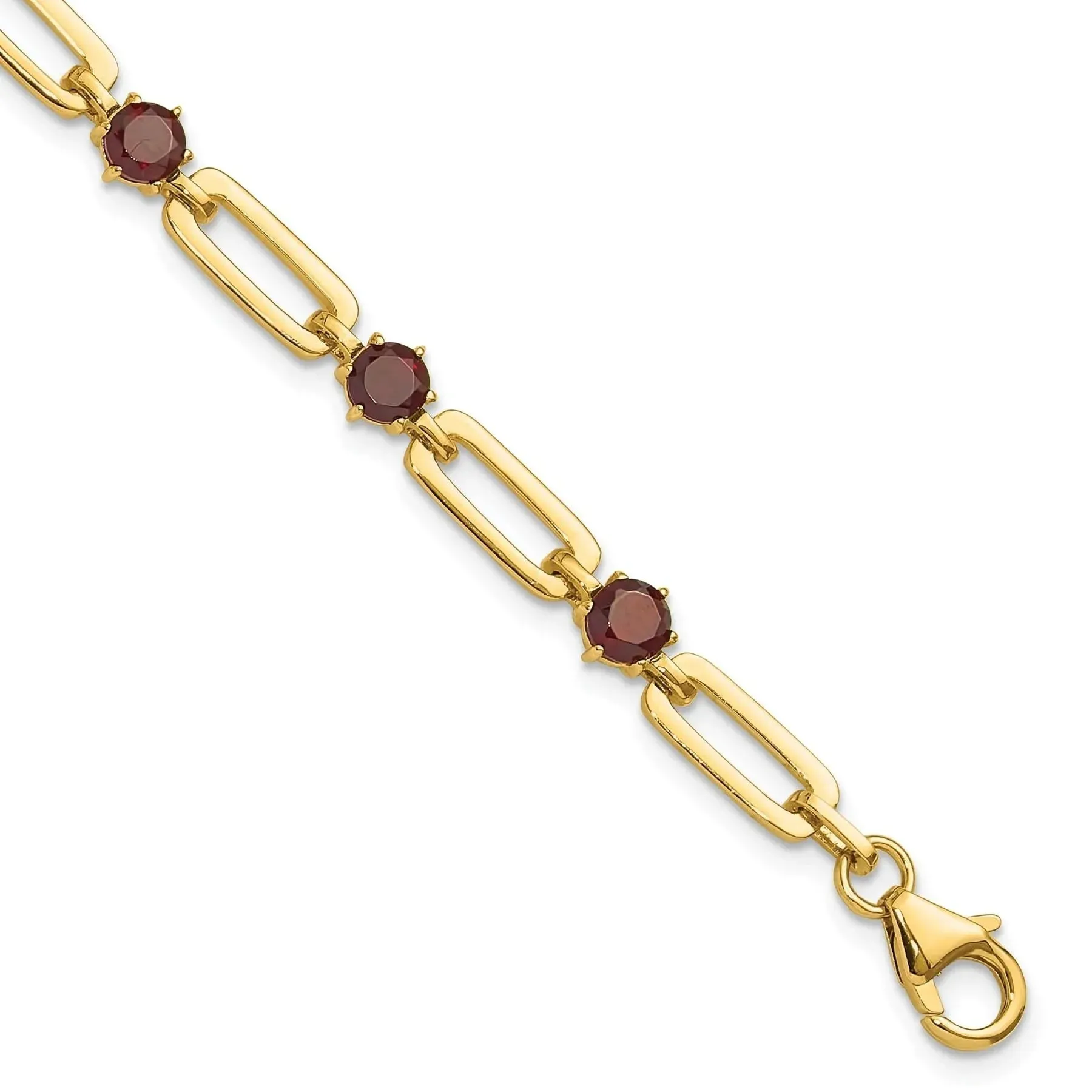 Sterling Silver and Genuine Red Garnet Paper Clip Bracelet sold by Zulily product image thumbnail 2