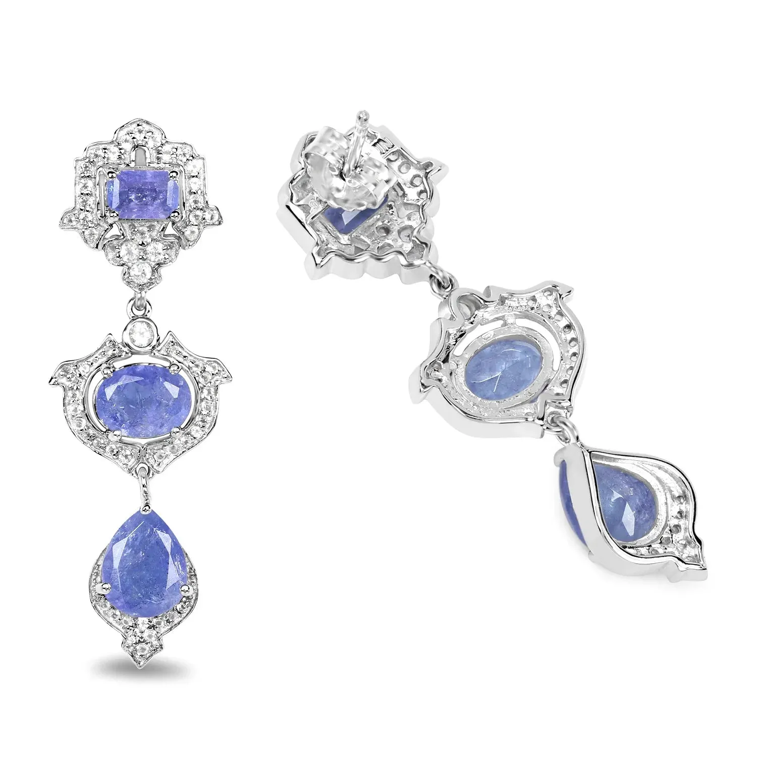Violet Tanzanite Bezel Sterling Silver Drop Dangle Earrings sold by Zulily product image thumbnail 3