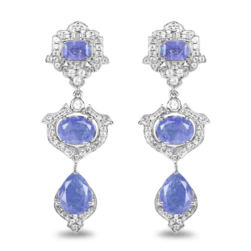 Violet Tanzanite Bezel Sterling Silver Drop Dangle Earrings made by Zulily