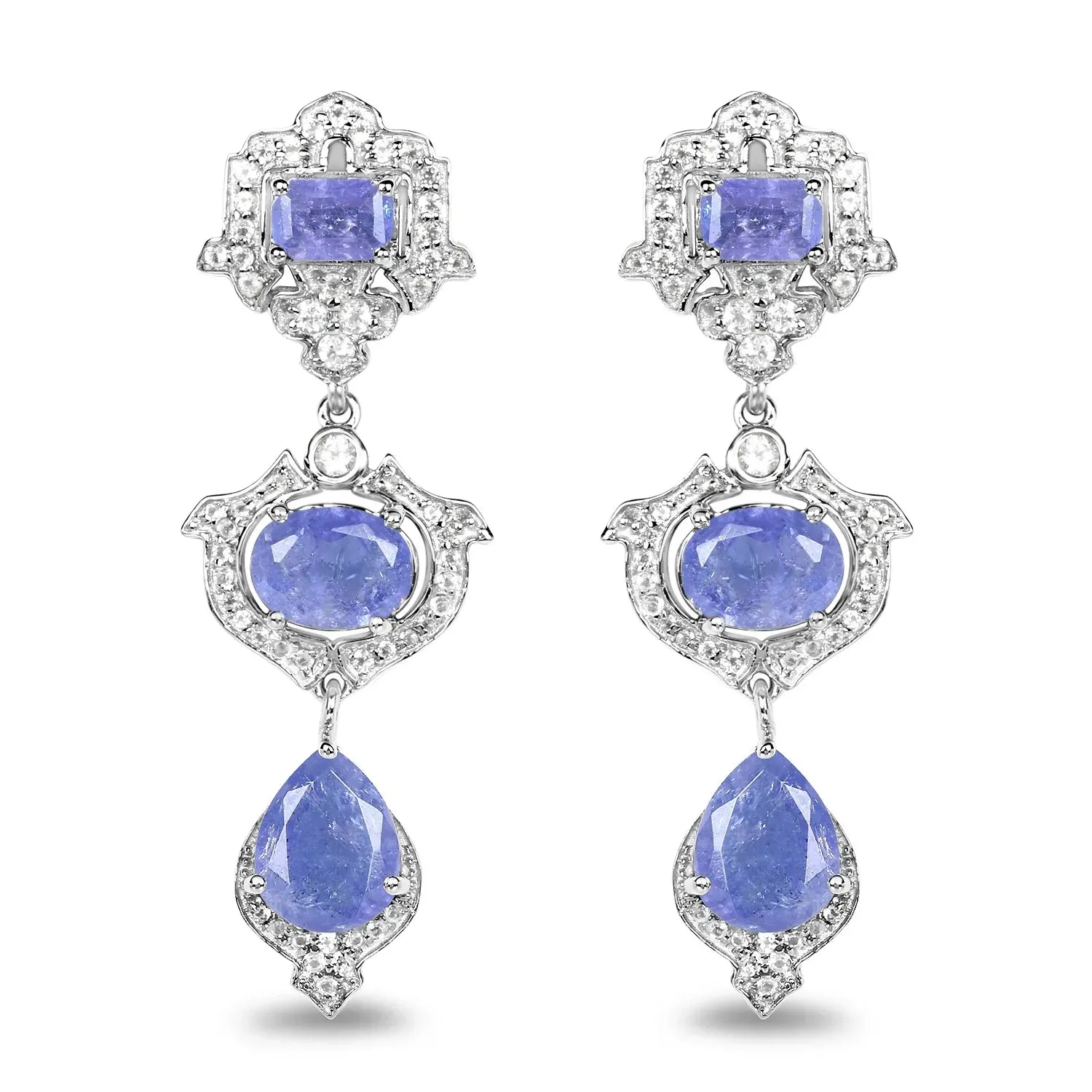 Violet Tanzanite Bezel Sterling Silver Drop Dangle Earrings sold by Zulily