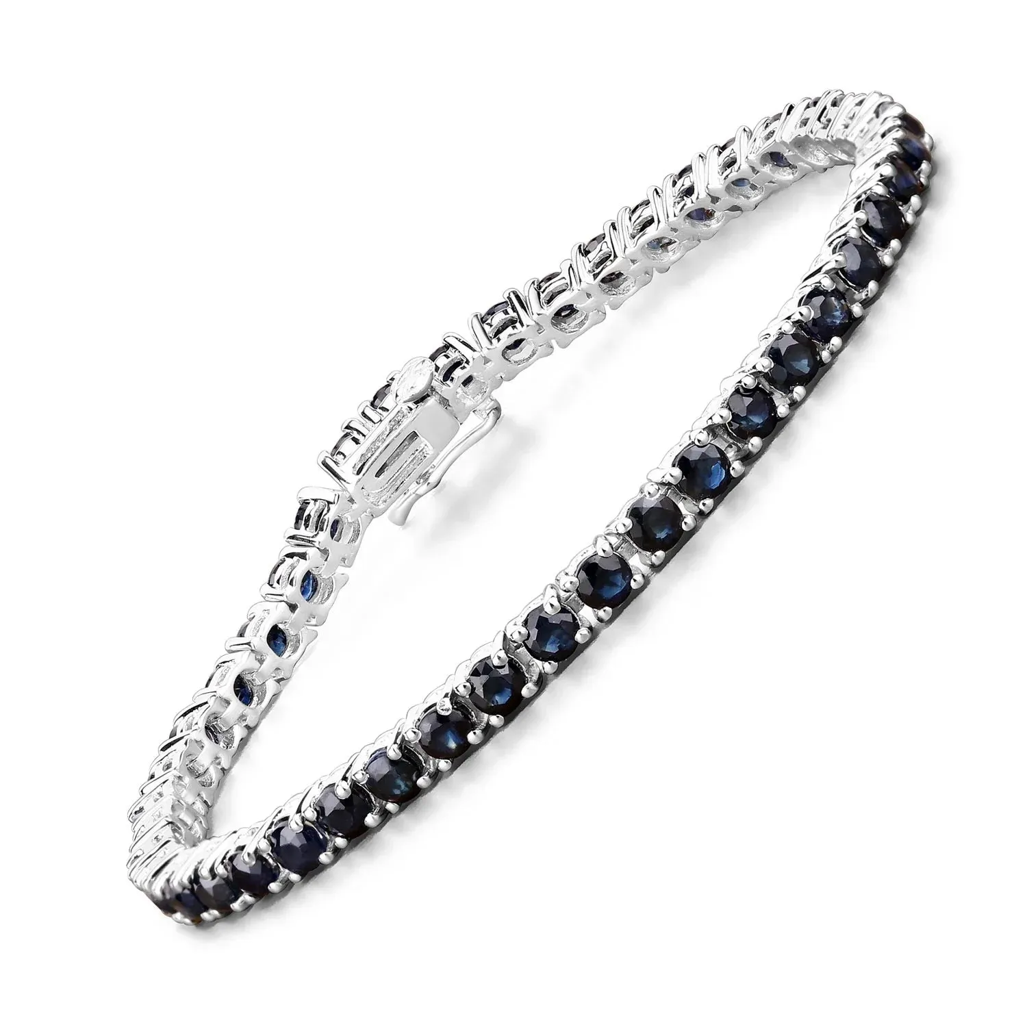 8.36 Ct Round Blue Sapphire Prong Sterling Silver Tennis Bracelet sold by Zulily product image thumbnail 3
