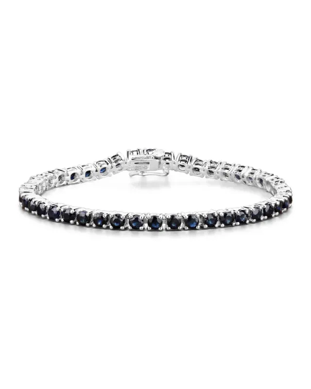 8.36 Ct Round Blue Sapphire Prong Sterling Silver Tennis Bracelet made by Zulily
