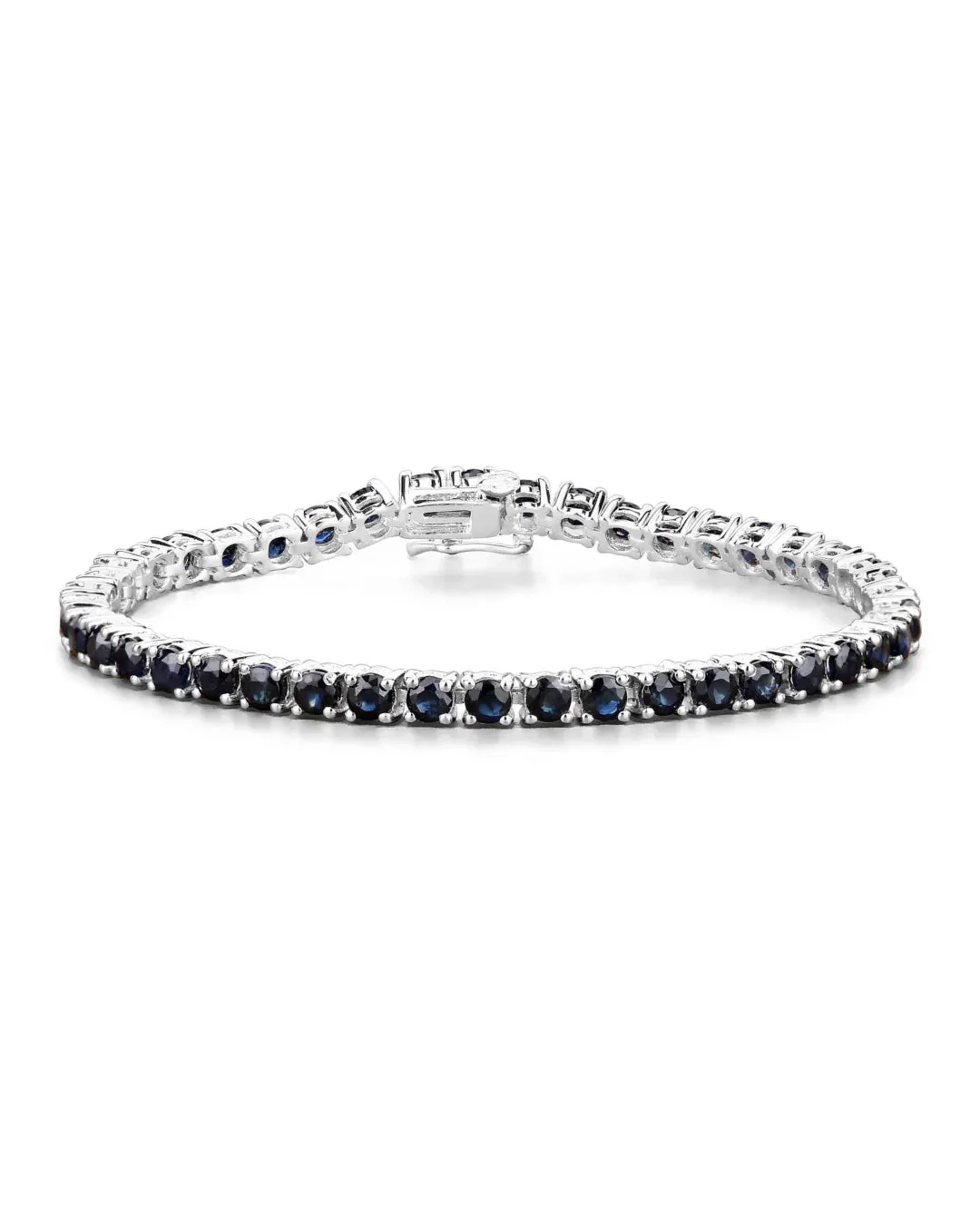 8.36 Ct Round Blue Sapphire Prong Sterling Silver Tennis Bracelet sold by Zulily