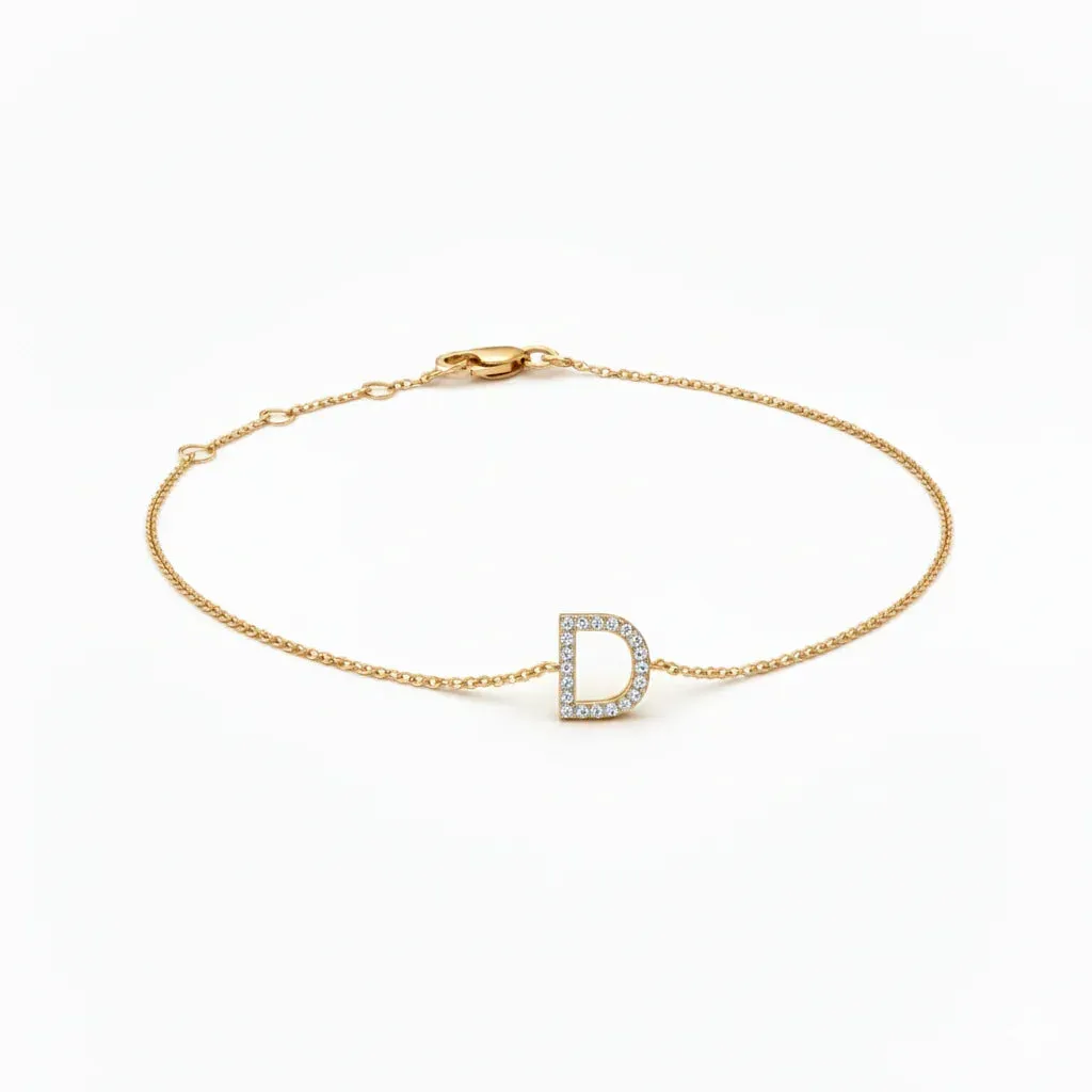 Mini Block Initial Diamond Bracelet Gold sold by Zulily product image thumbnail 4