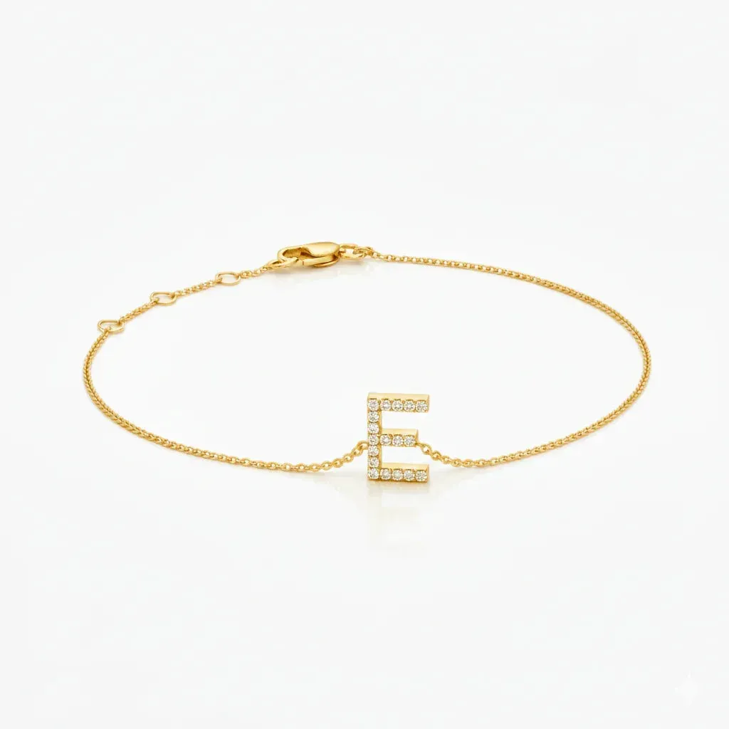Mini Block Initial Diamond Bracelet Gold sold by Zulily product image thumbnail 5