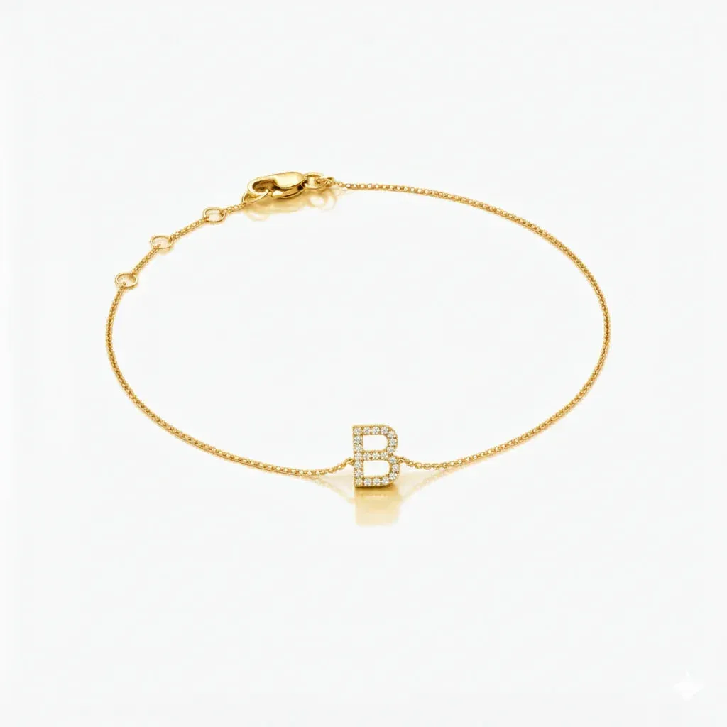Mini Block Initial Diamond Bracelet Gold sold by Zulily product image thumbnail 2