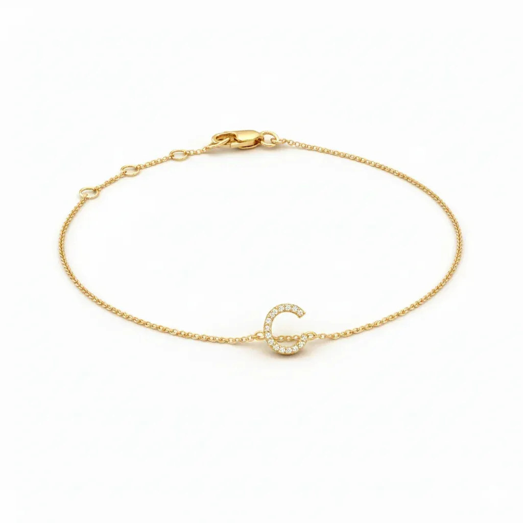 Mini Block Initial Diamond Bracelet Gold sold by Zulily product image thumbnail 3
