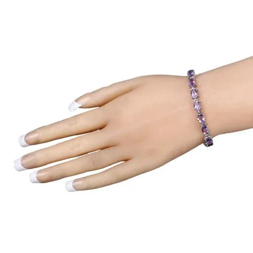 14.40 Ct Oval Purple Amethyst Prong Sterling Silver Tennis Bracelet sold by Zulily product image thumbnail 2