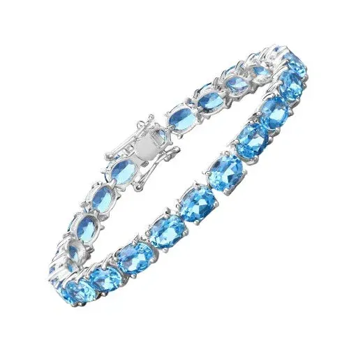 35.20 Ct Oval Swiss Blue Topaz Prong Sterling Silver Tennis Bracelet sold by Zulily product image thumbnail 4